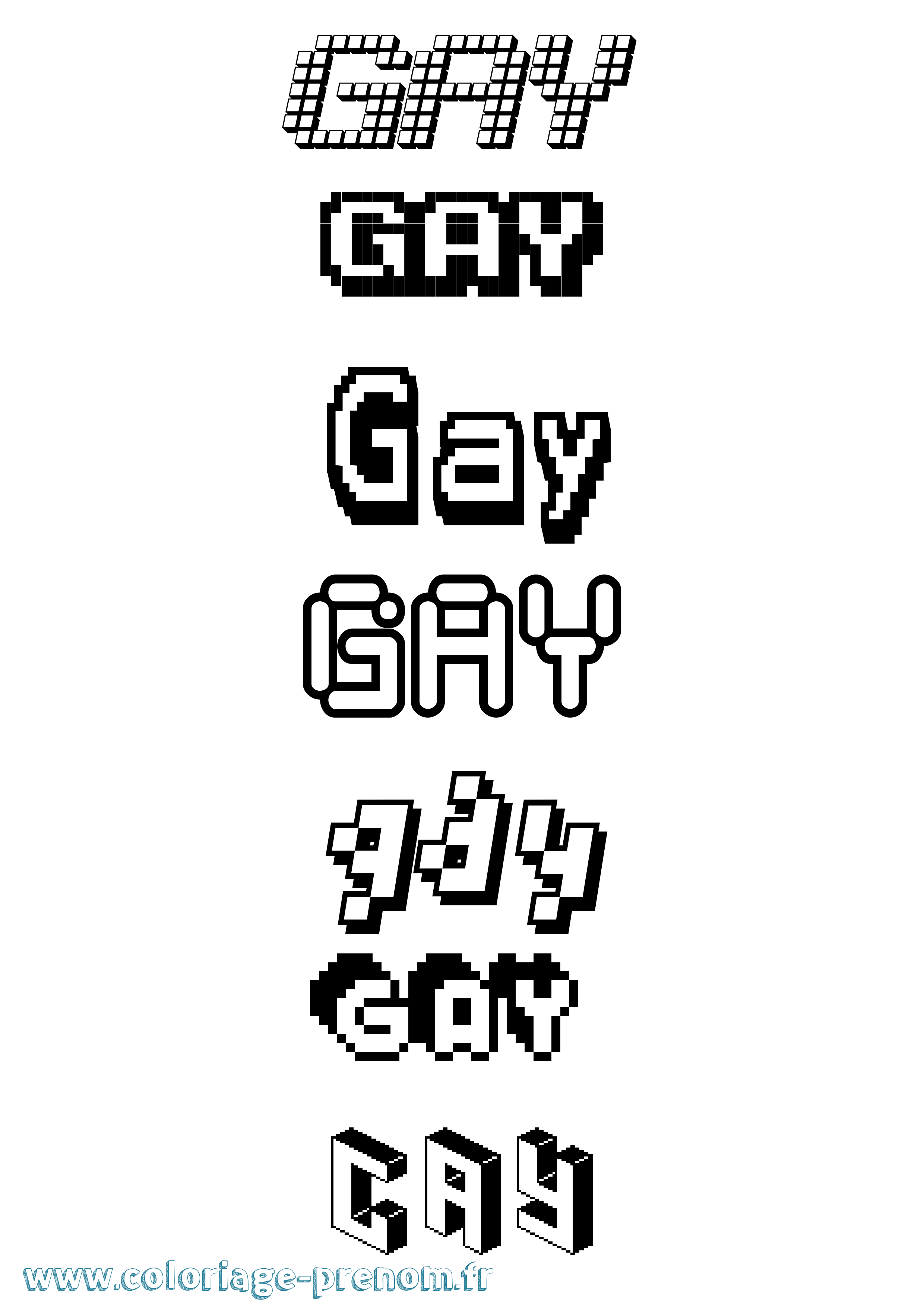 Coloriage prénom Gay Pixel