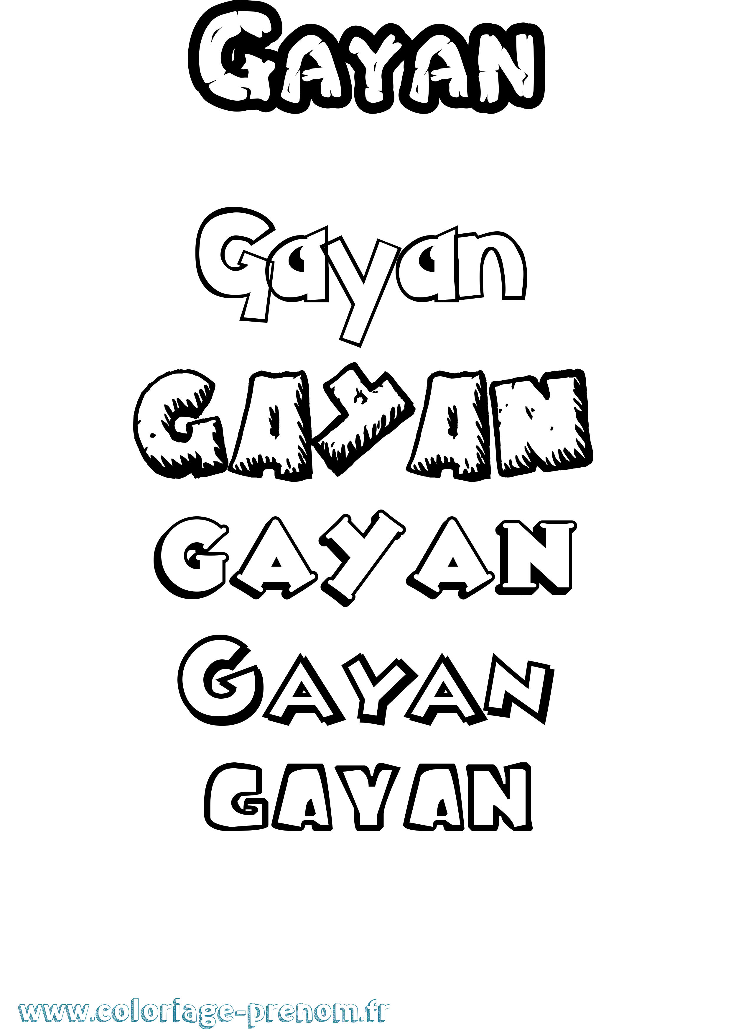Coloriage prénom Gayan Dessin Animé