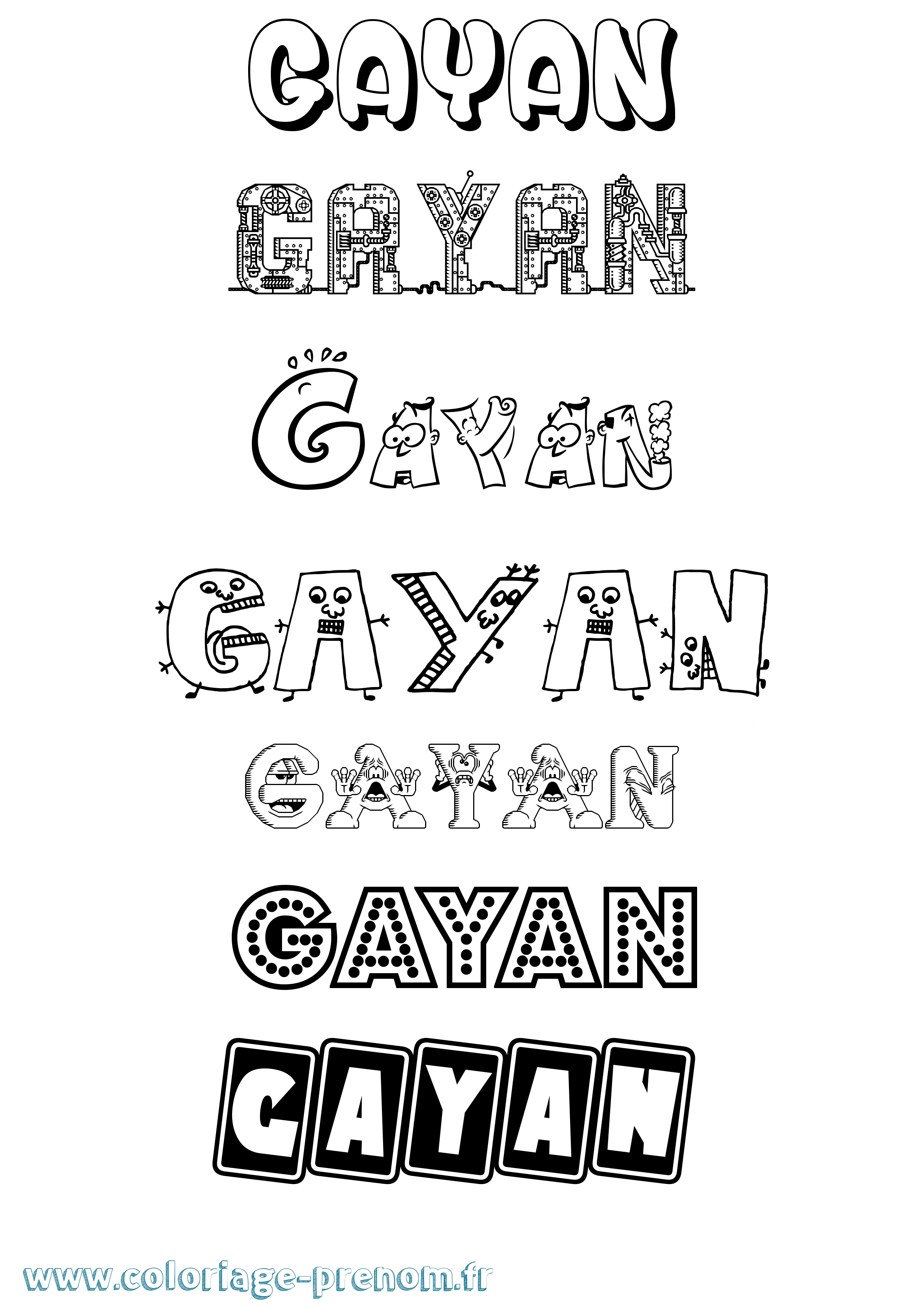 Coloriage prénom Gayan Fun