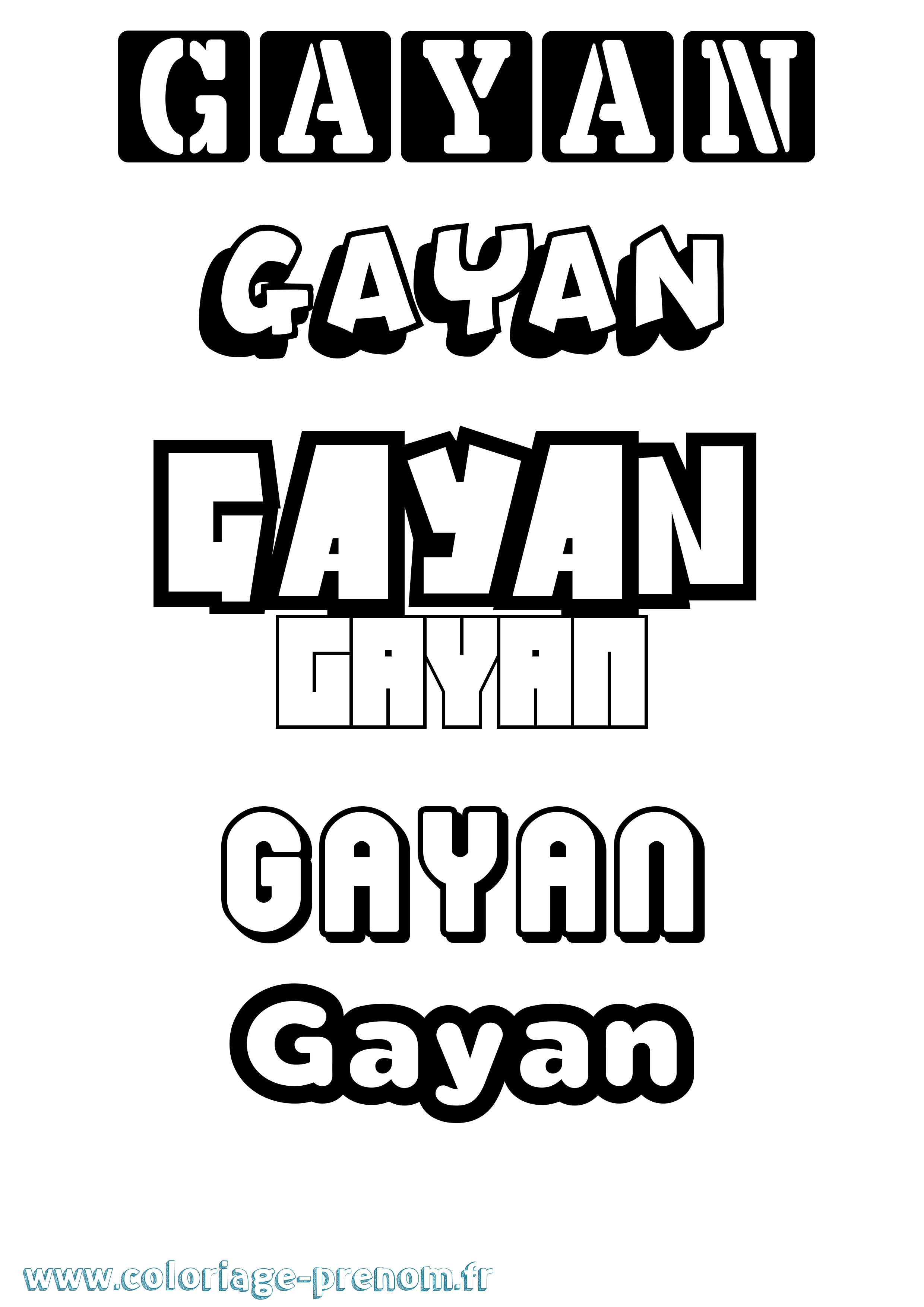 Coloriage prénom Gayan Simple