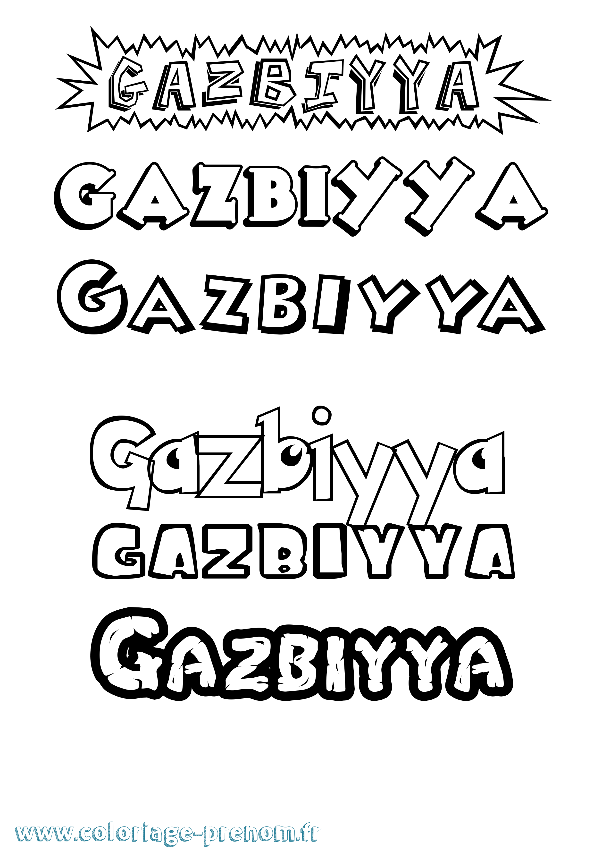 Coloriage Gazbiyya Dessin Animé Coloriage prénom Gazbiyya Dessin Animé
