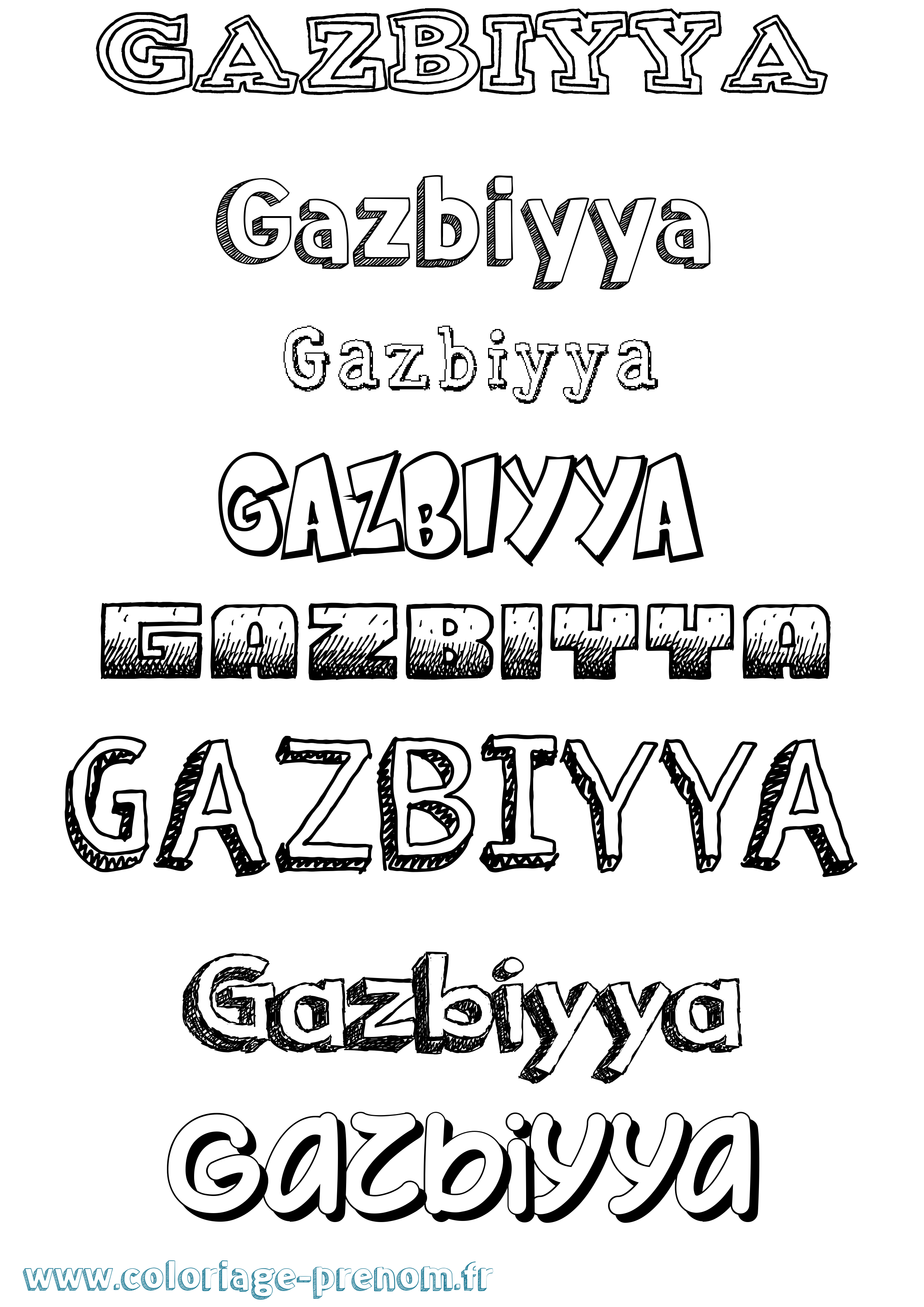 Coloriage Gazbiyya Dessiné Coloriage prénom Gazbiyya Dessiné