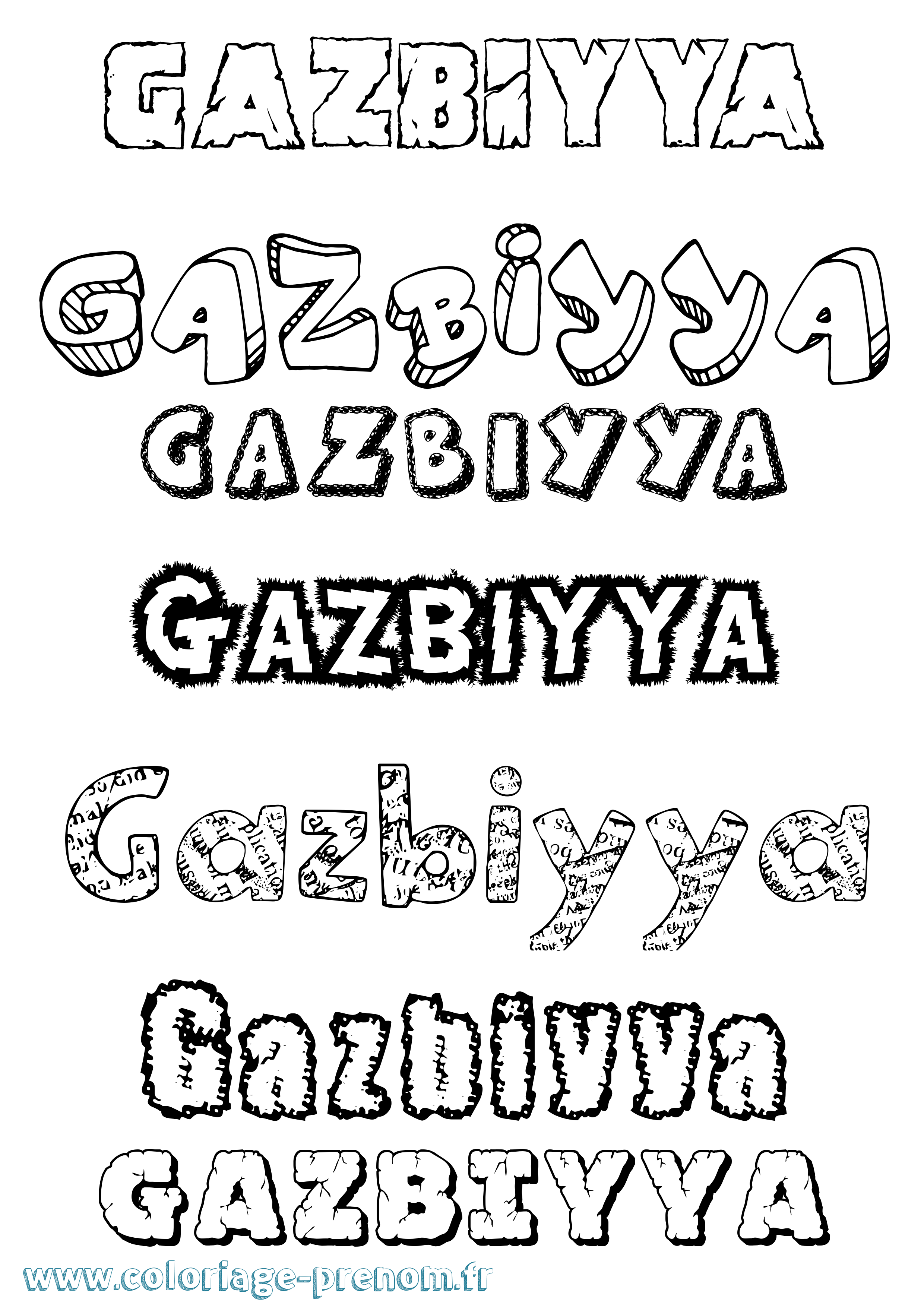 Coloriage Gazbiyya Destructuré Coloriage prénom Gazbiyya Destructuré