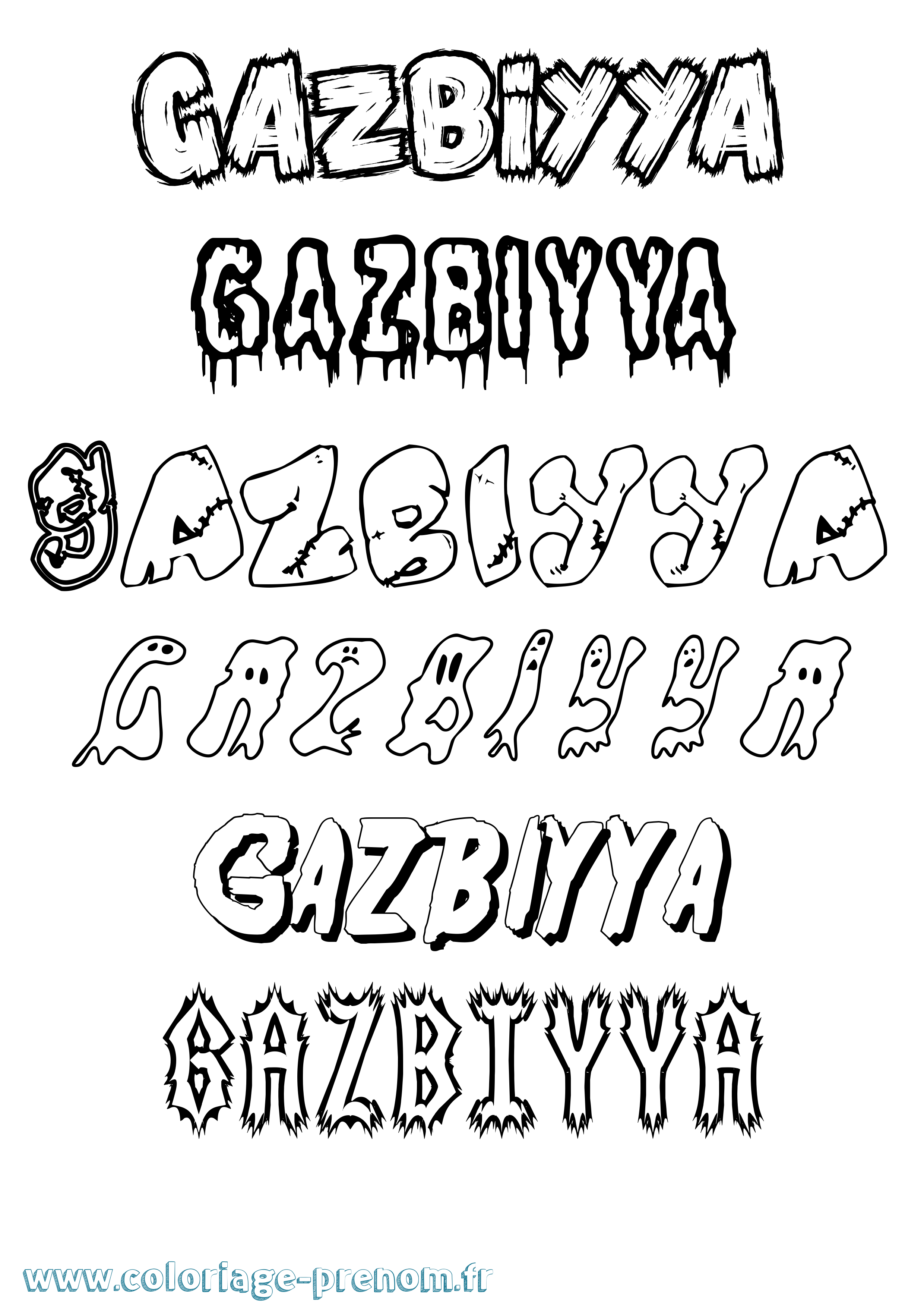 Coloriage Gazbiyya Frisson Coloriage prénom Gazbiyya Frisson