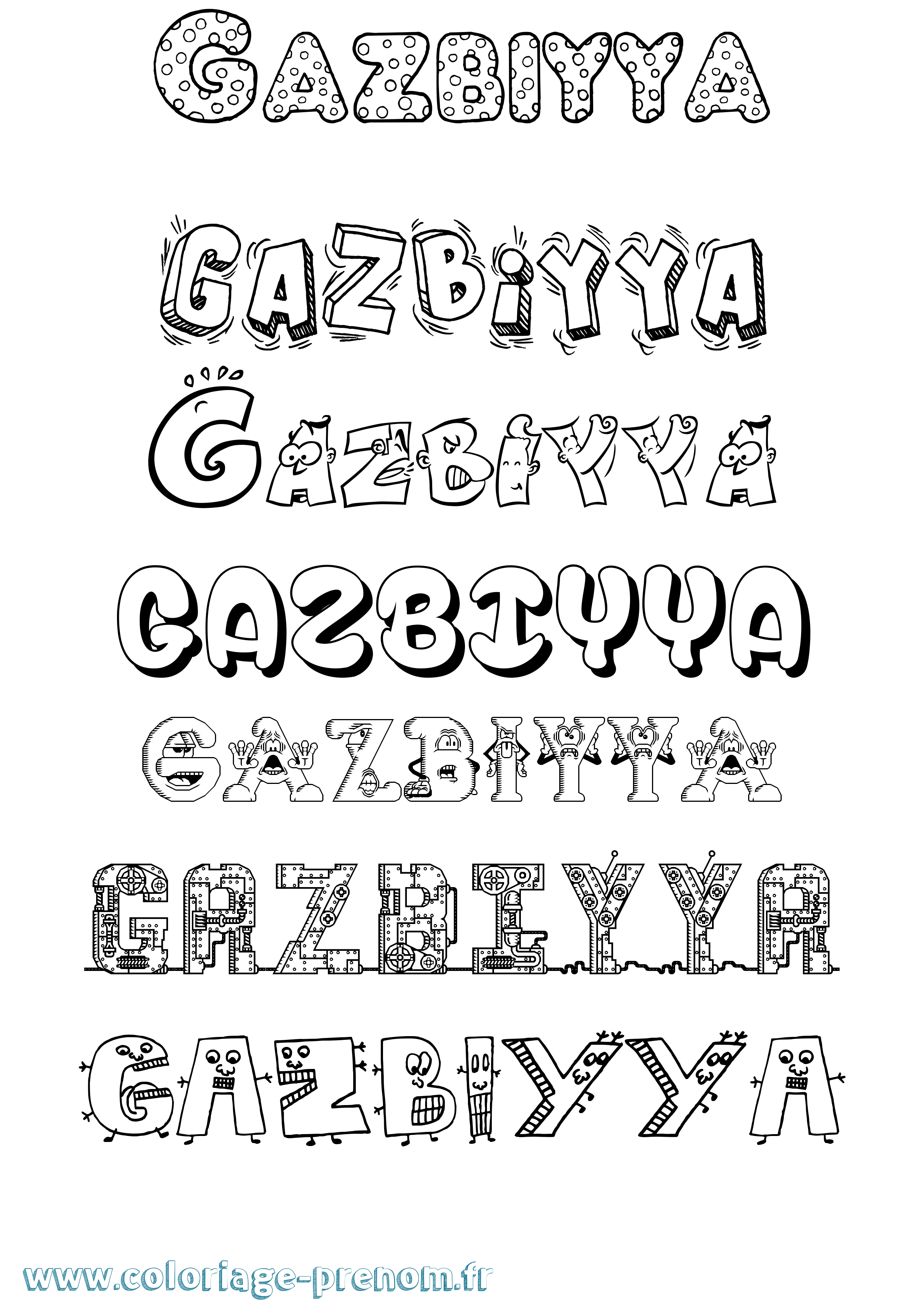 Coloriage Gazbiyya Fun Coloriage prénom Gazbiyya Fun