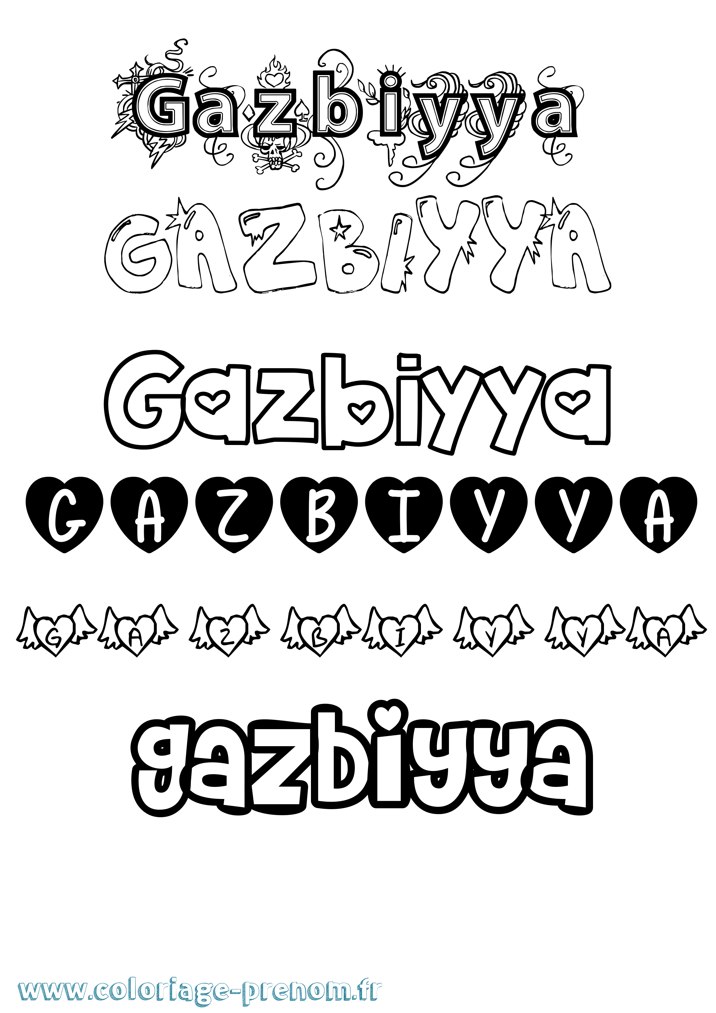 Coloriage Gazbiyya Girly Coloriage prénom Gazbiyya Girly