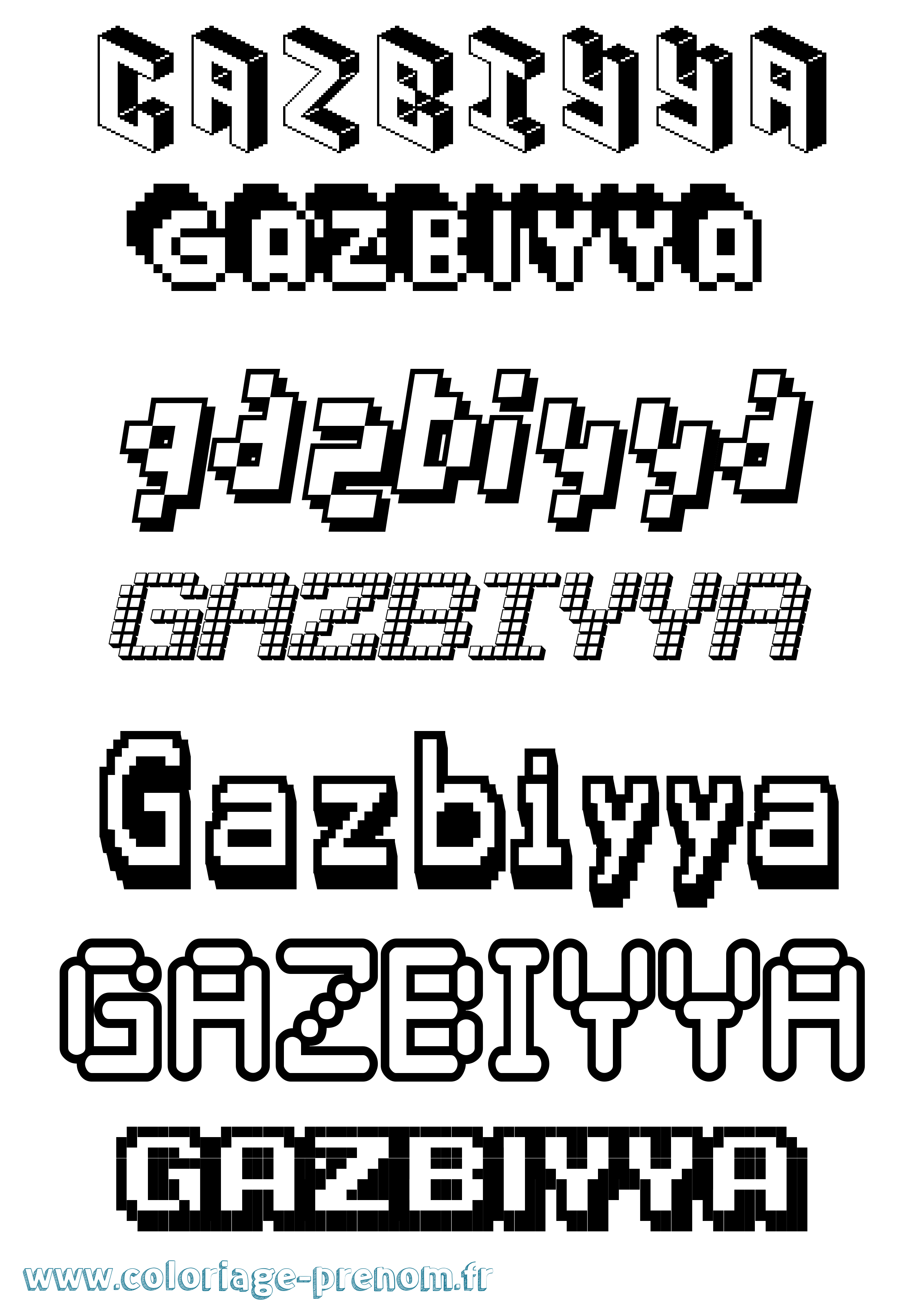 Coloriage Gazbiyya Pixel Coloriage prénom Gazbiyya Pixel