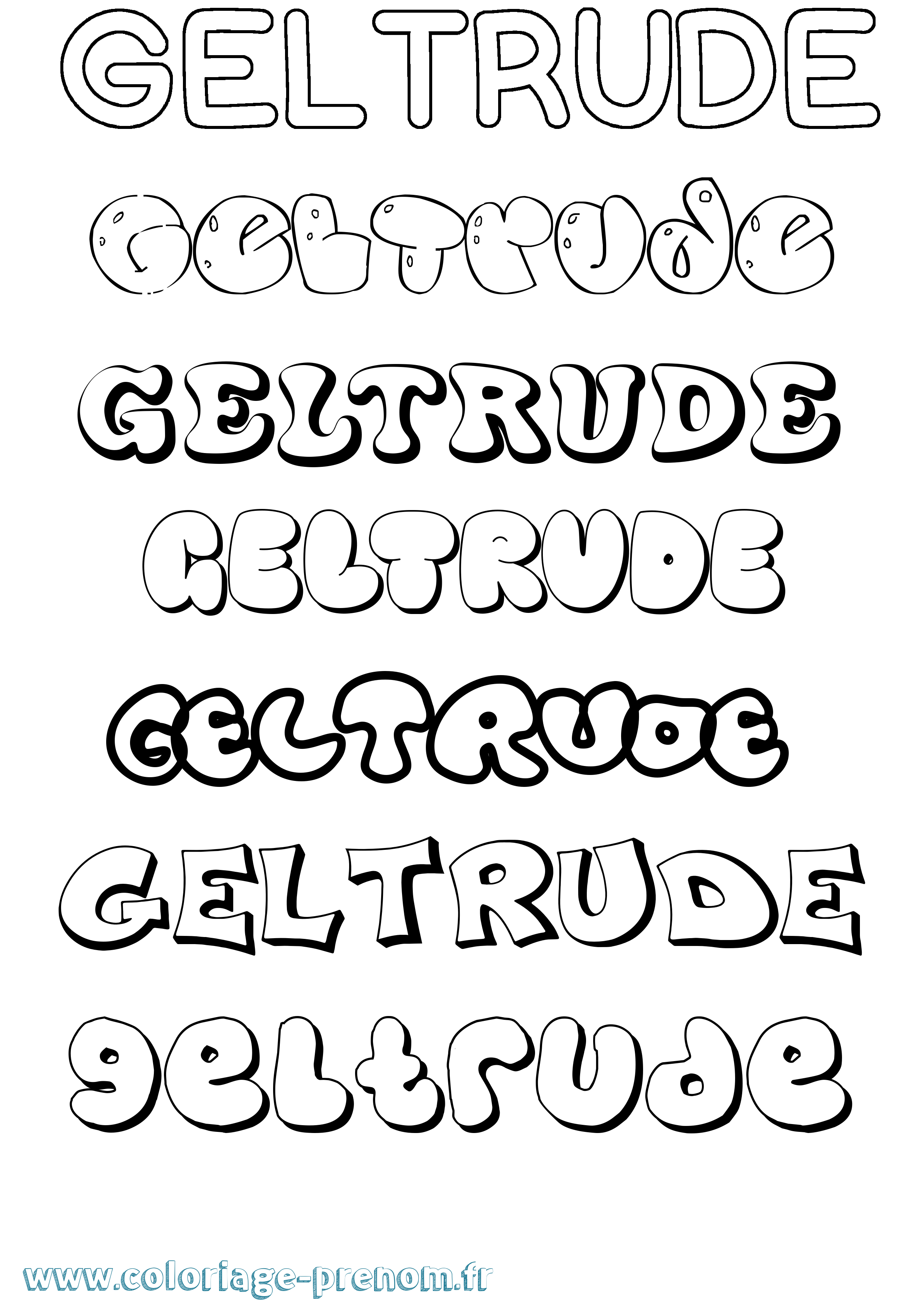 Coloriage prénom Geltrude Bubble