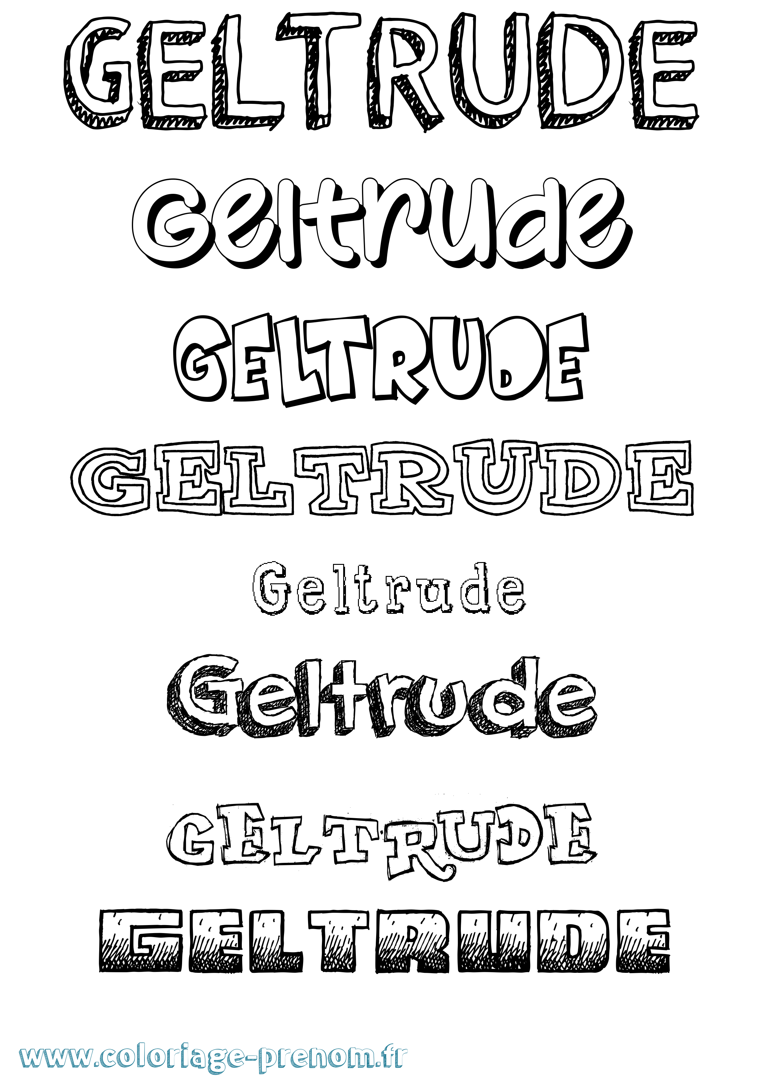Coloriage prénom Geltrude Dessiné