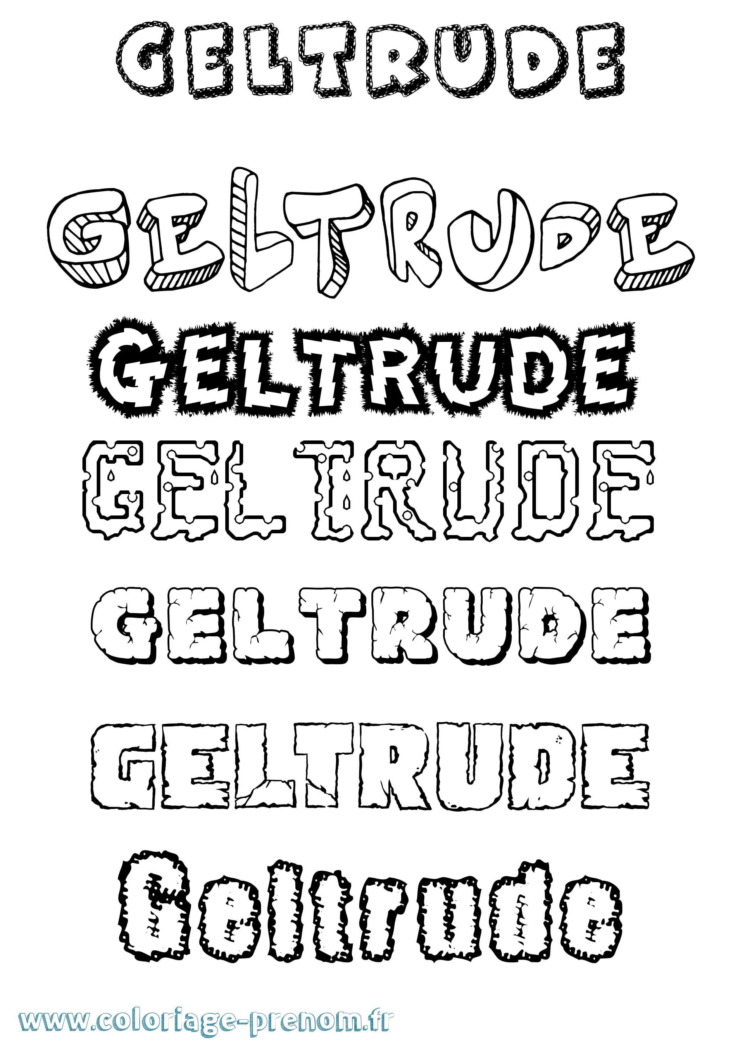 Coloriage prénom Geltrude Destructuré