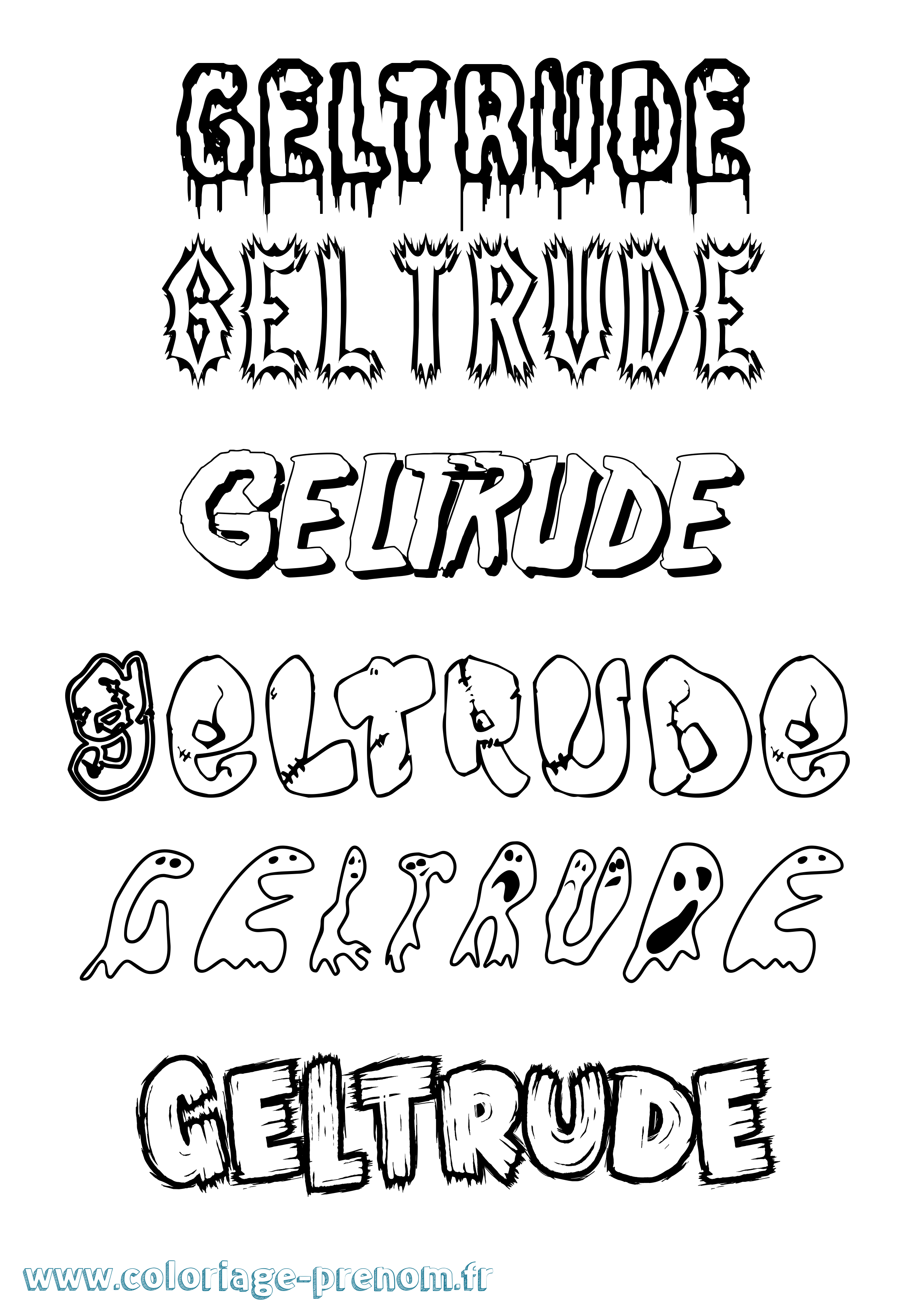 Coloriage prénom Geltrude Frisson