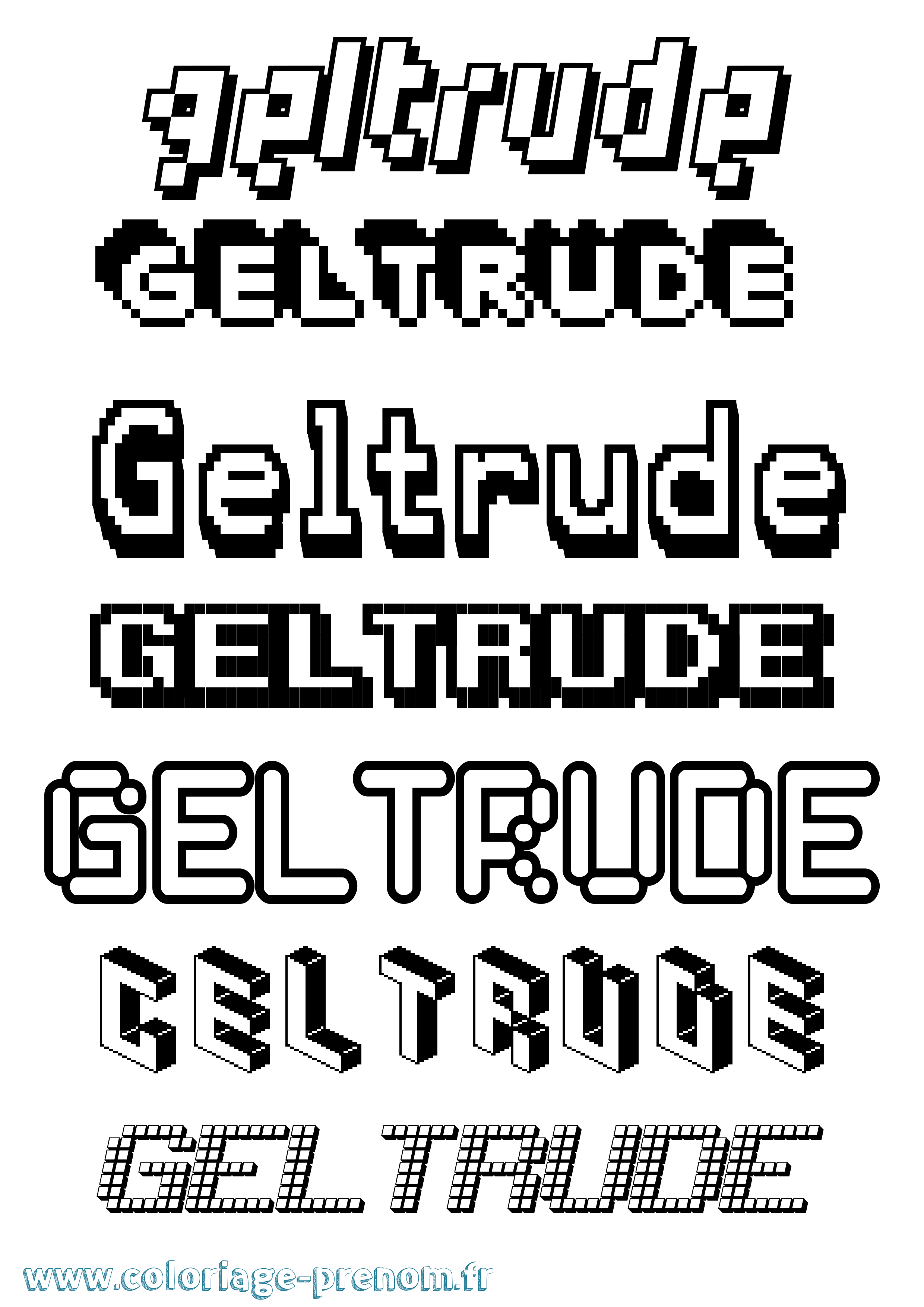 Coloriage prénom Geltrude Pixel