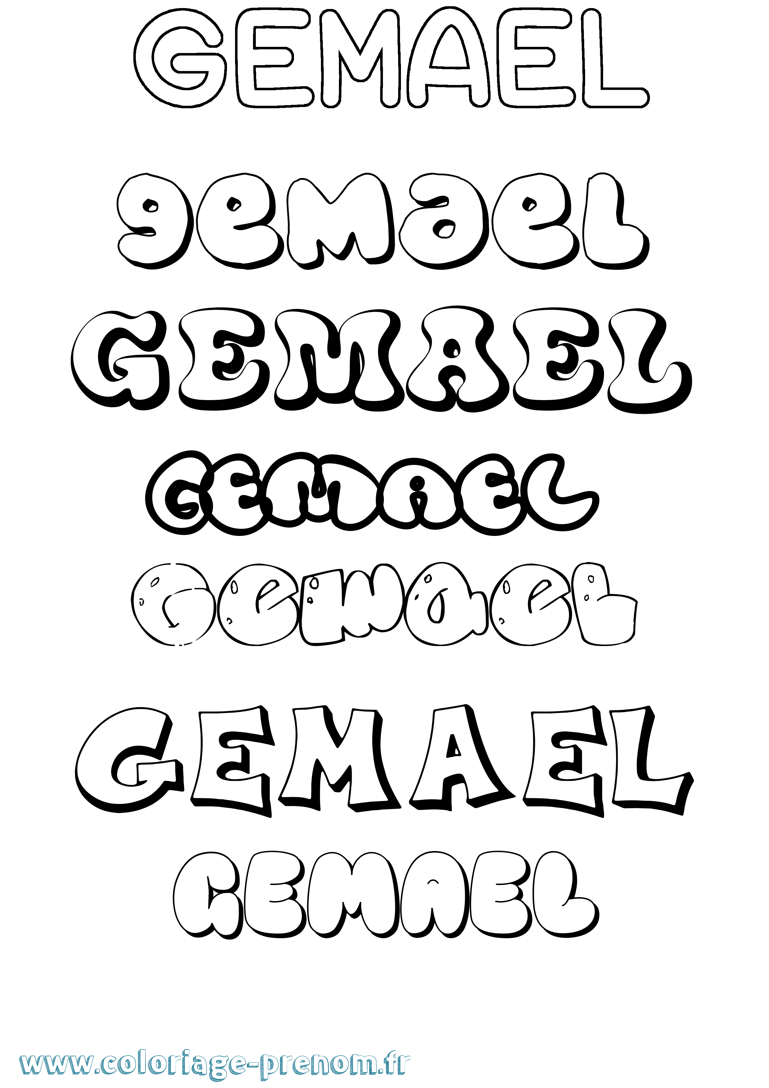 Coloriage Gemael Bubble Coloriage prénom Gemael Bubble
