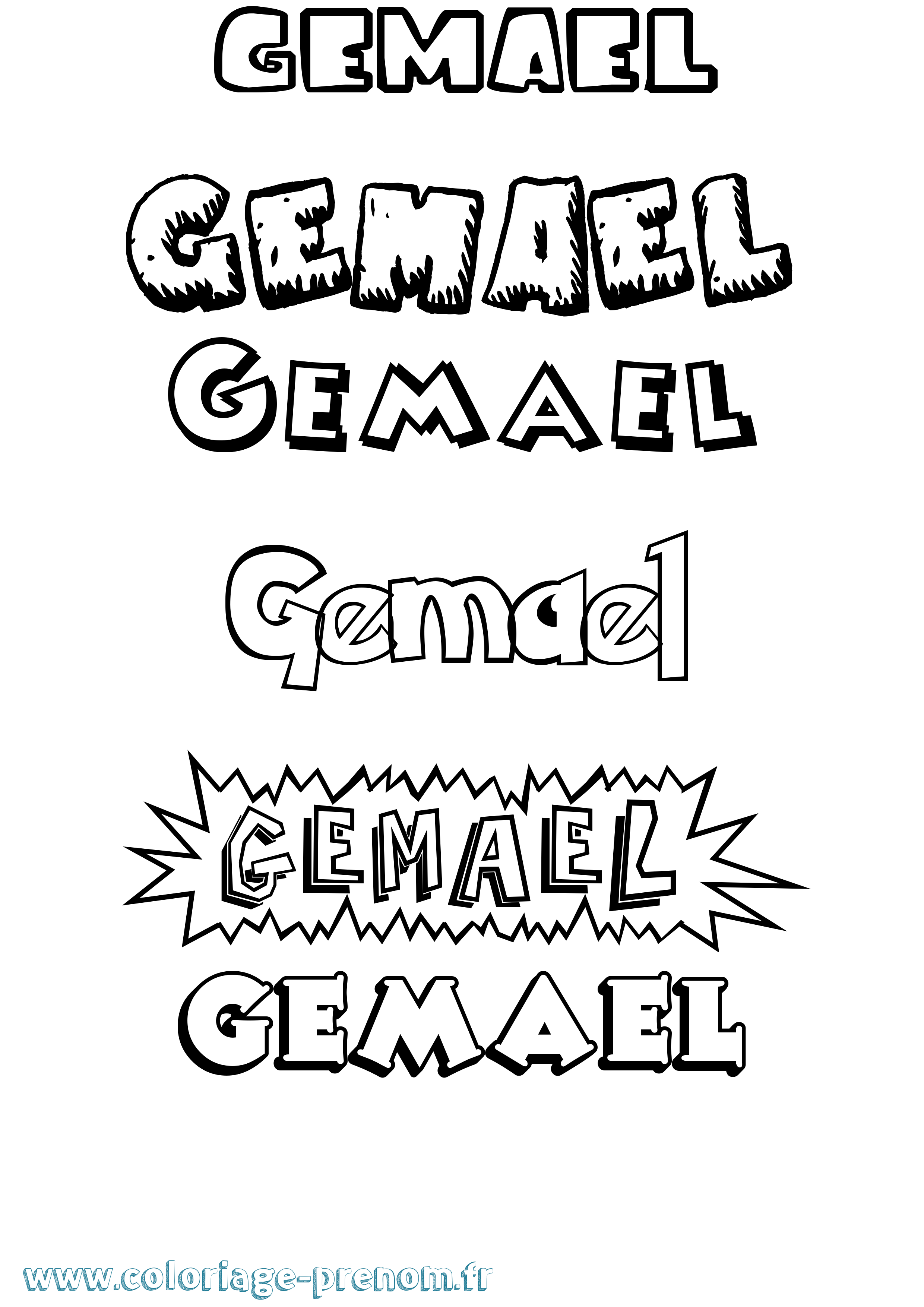 Coloriage Gemael Dessin Animé Coloriage prénom Gemael Dessin Animé
