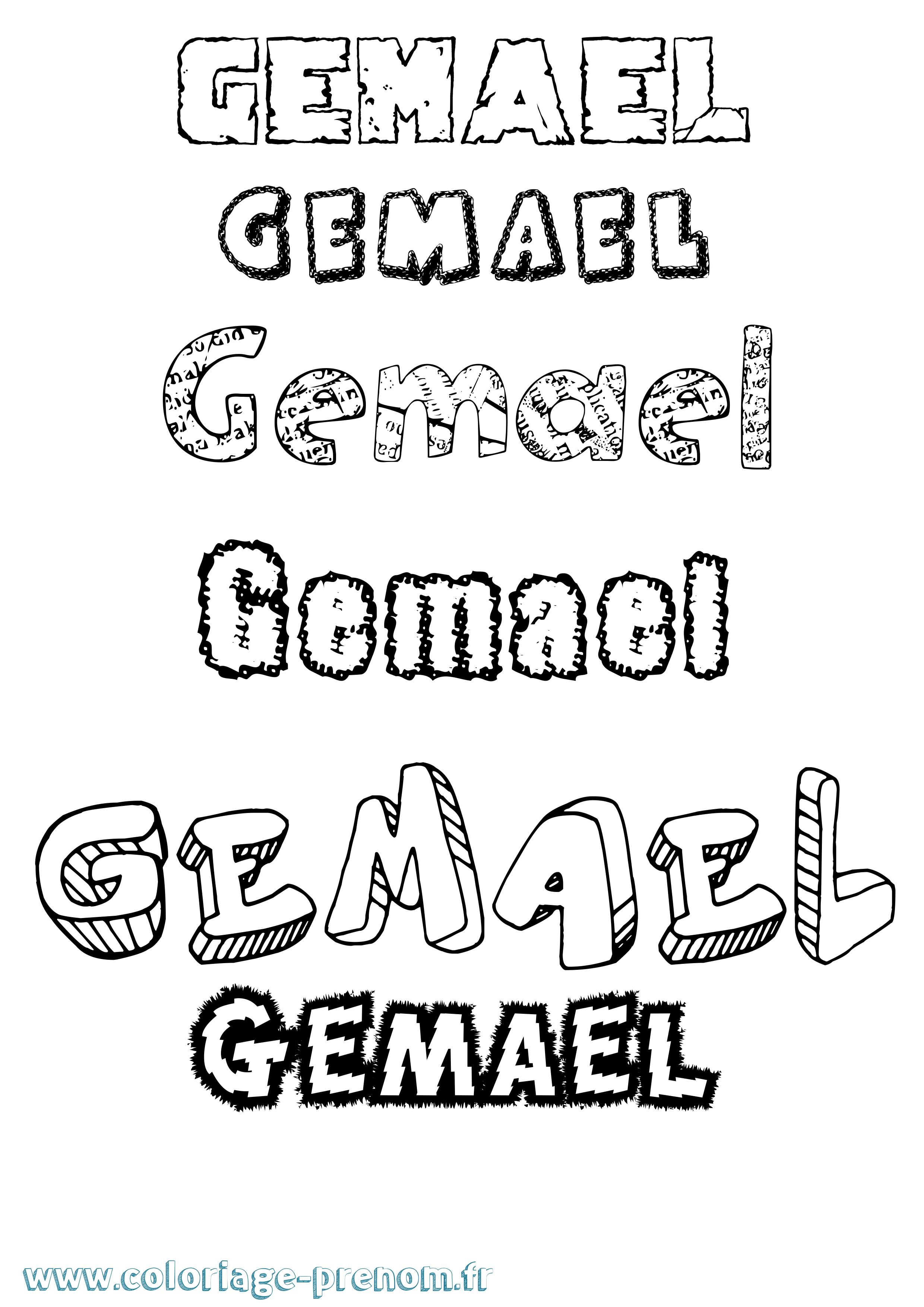 Coloriage Gemael Destructuré Coloriage prénom Gemael Destructuré