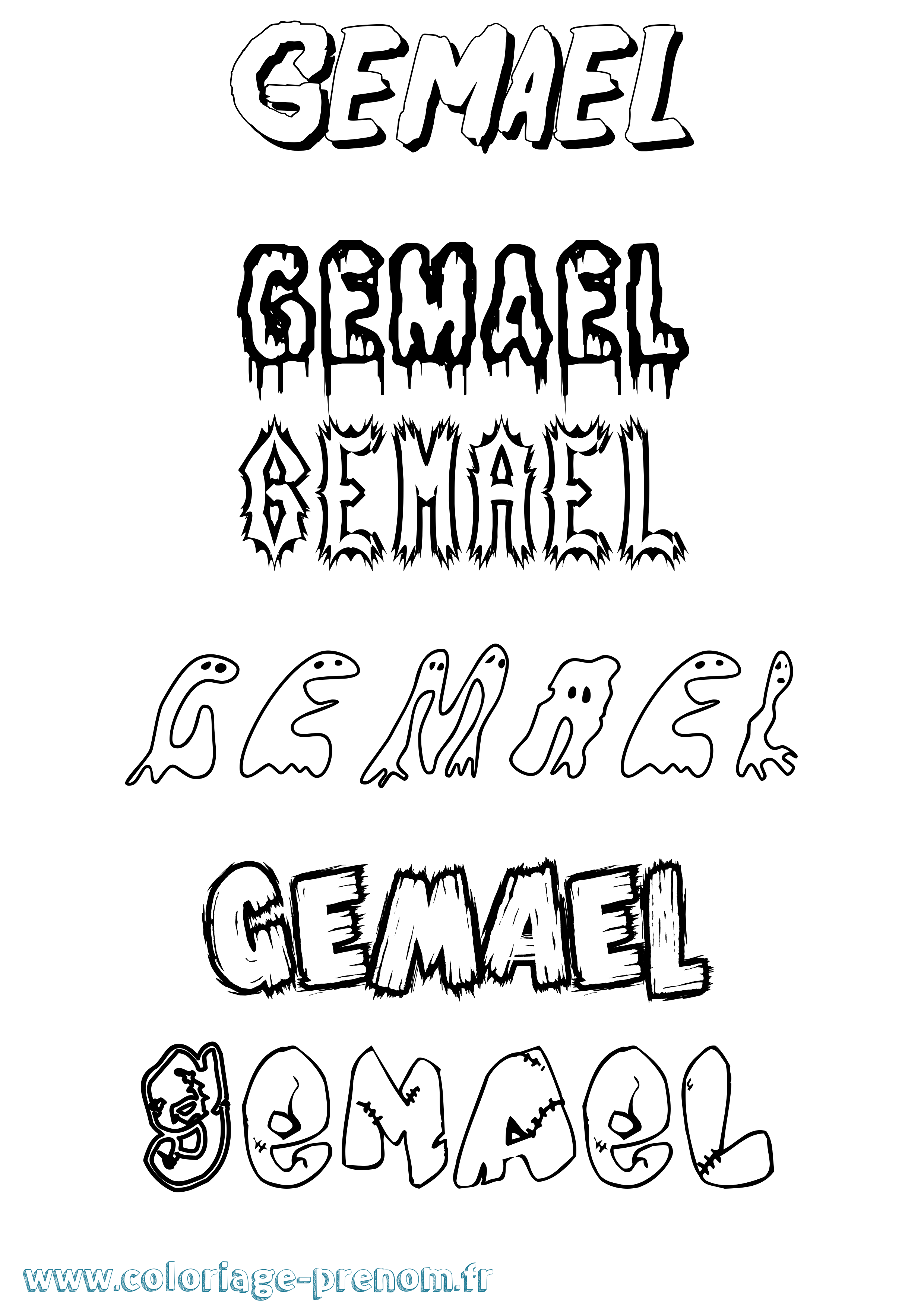 Coloriage Gemael Frisson Coloriage prénom Gemael Frisson