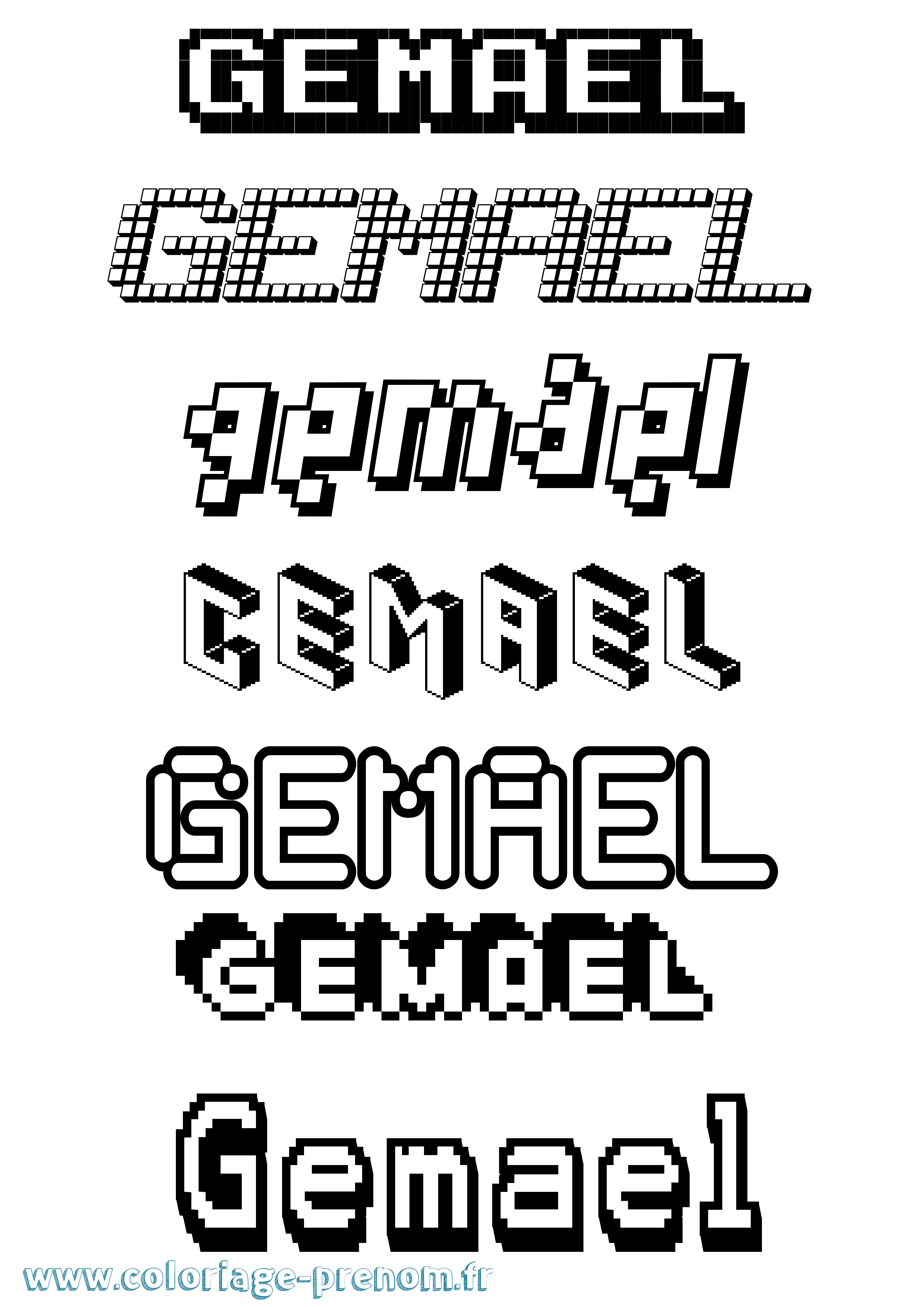 Coloriage Gemael Pixel Coloriage prénom Gemael Pixel