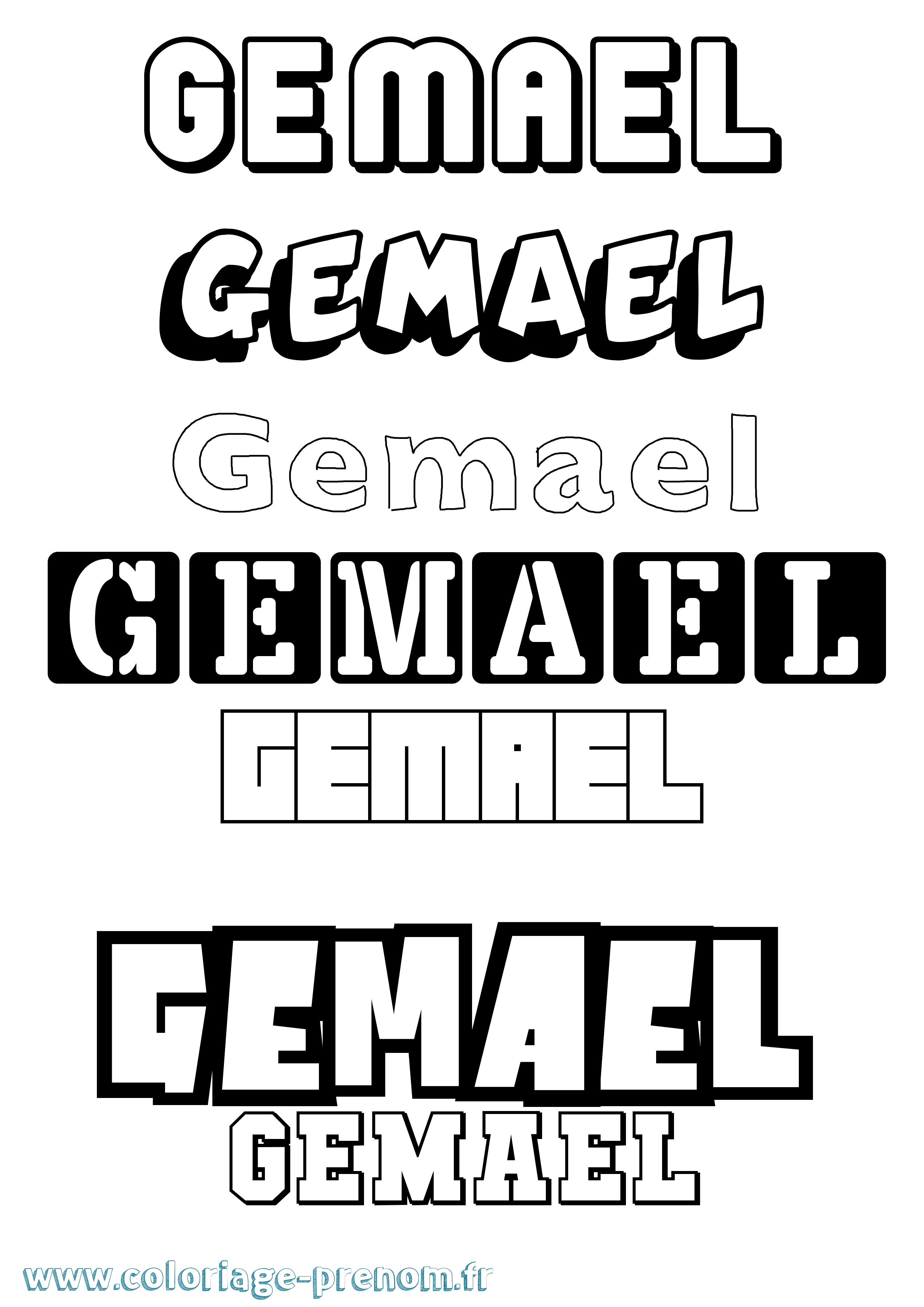 Coloriage Gemael Simple Coloriage prénom Gemael Simple