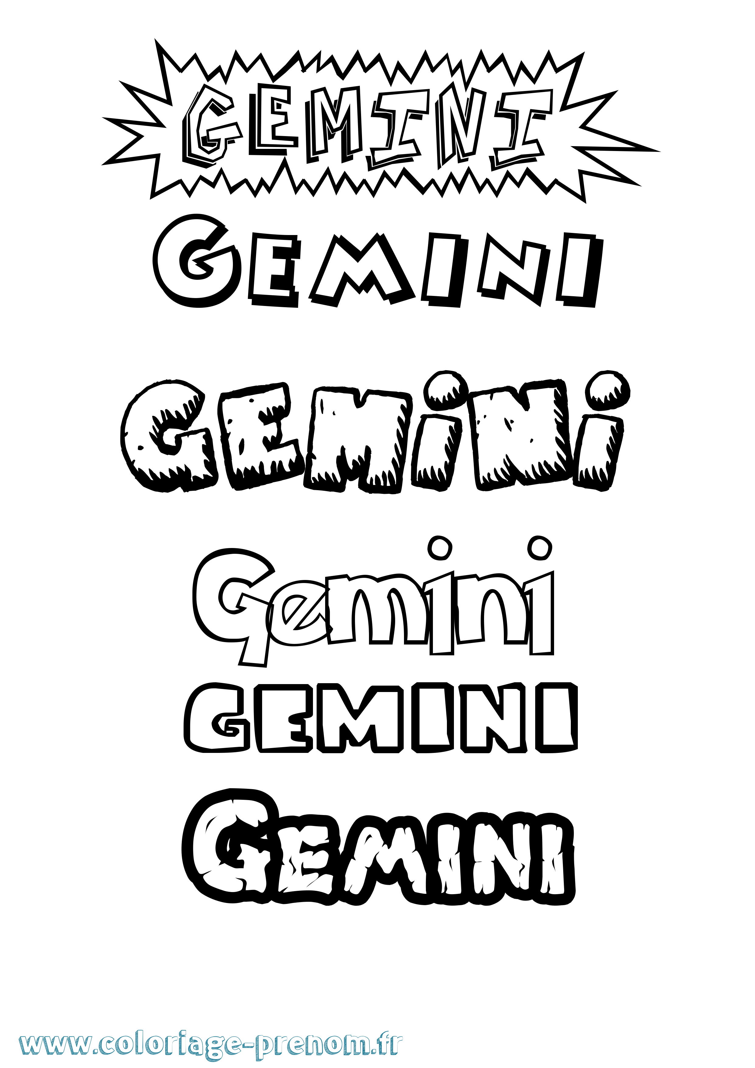Coloriage prénom Gemini Dessin Animé
