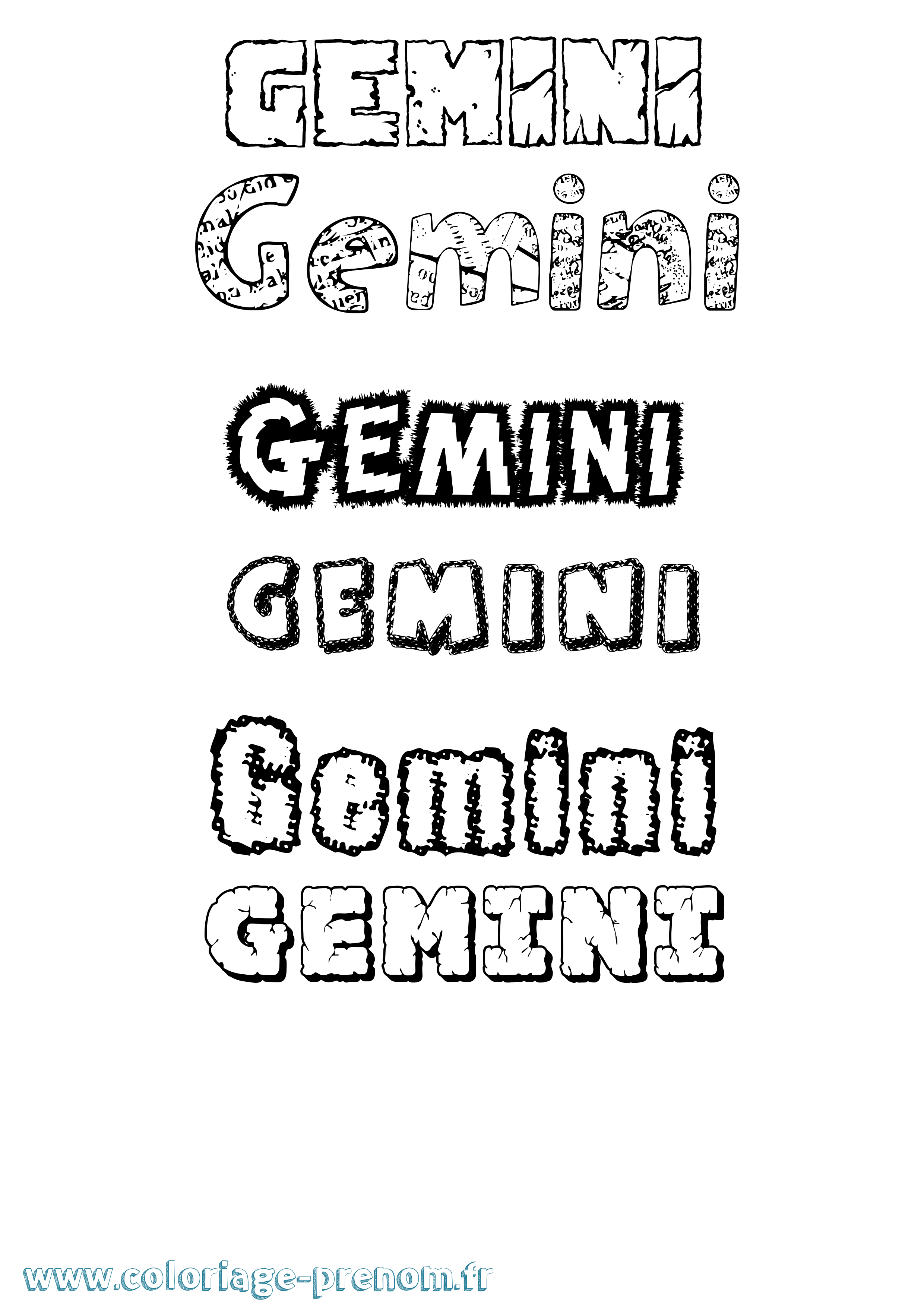 Coloriage prénom Gemini Destructuré