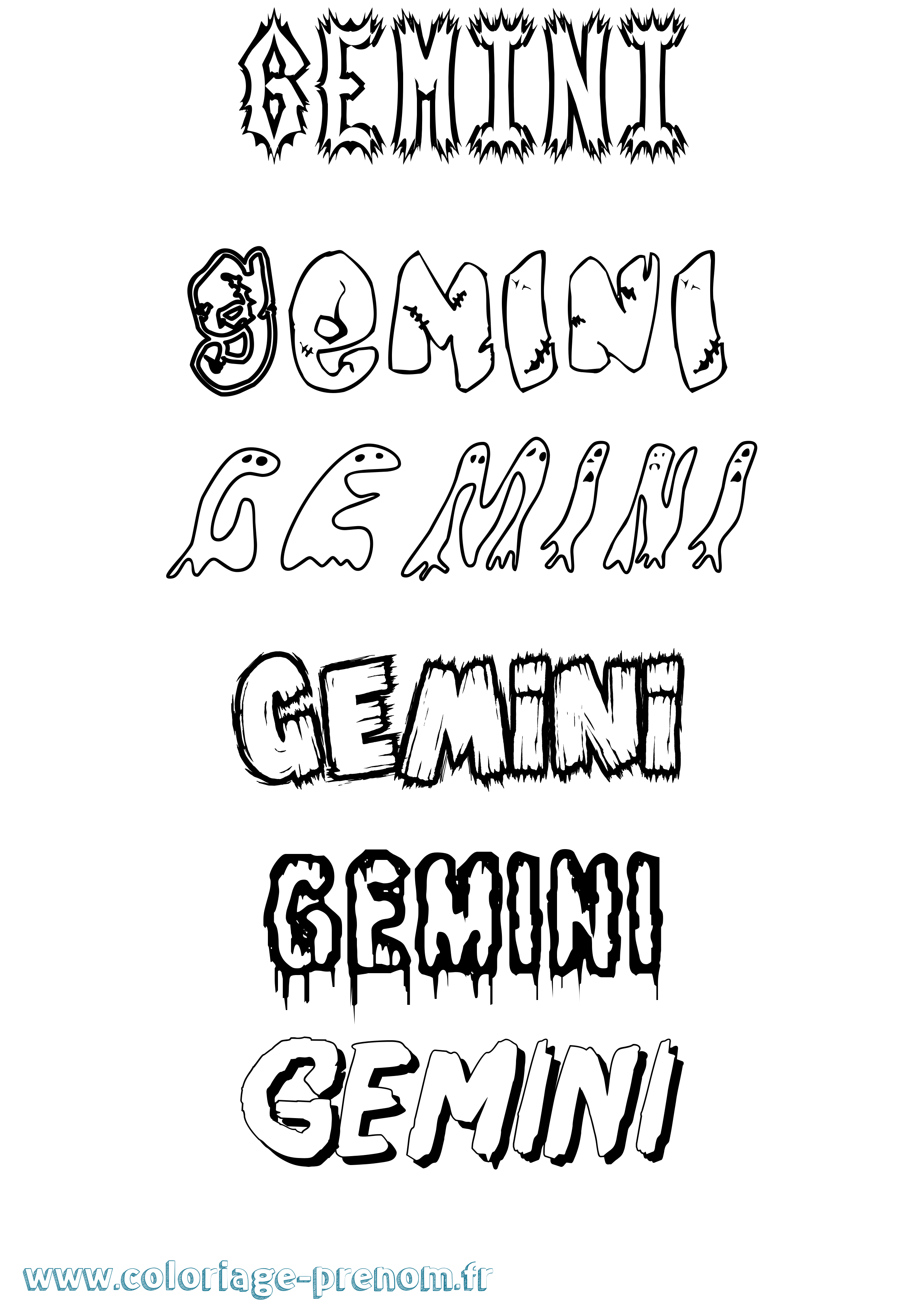 Coloriage prénom Gemini Frisson