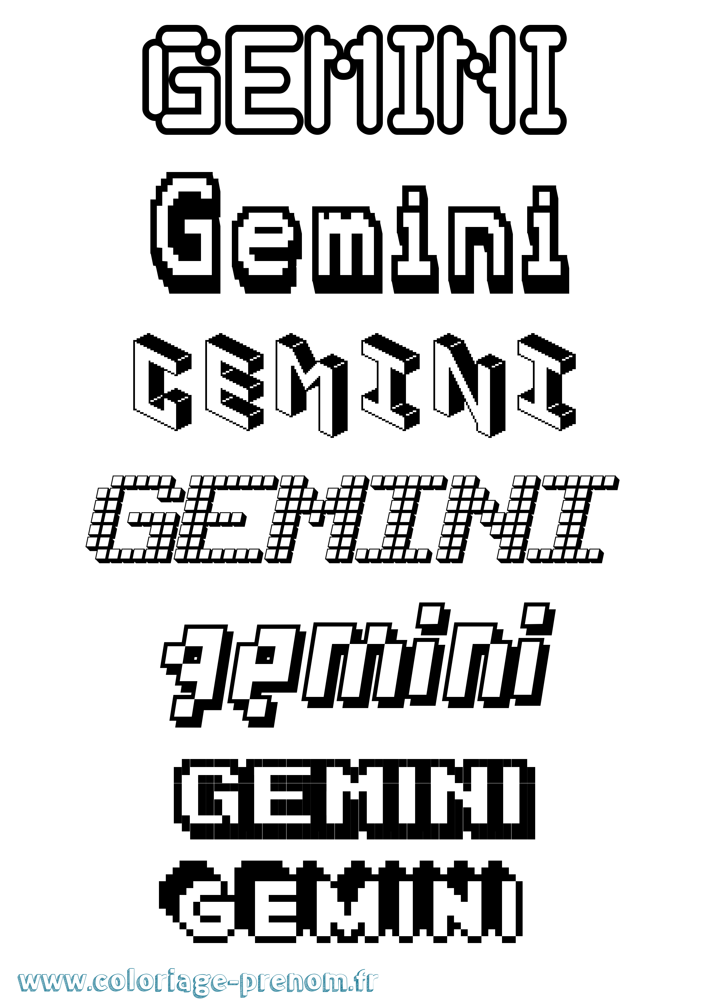 Coloriage prénom Gemini Pixel