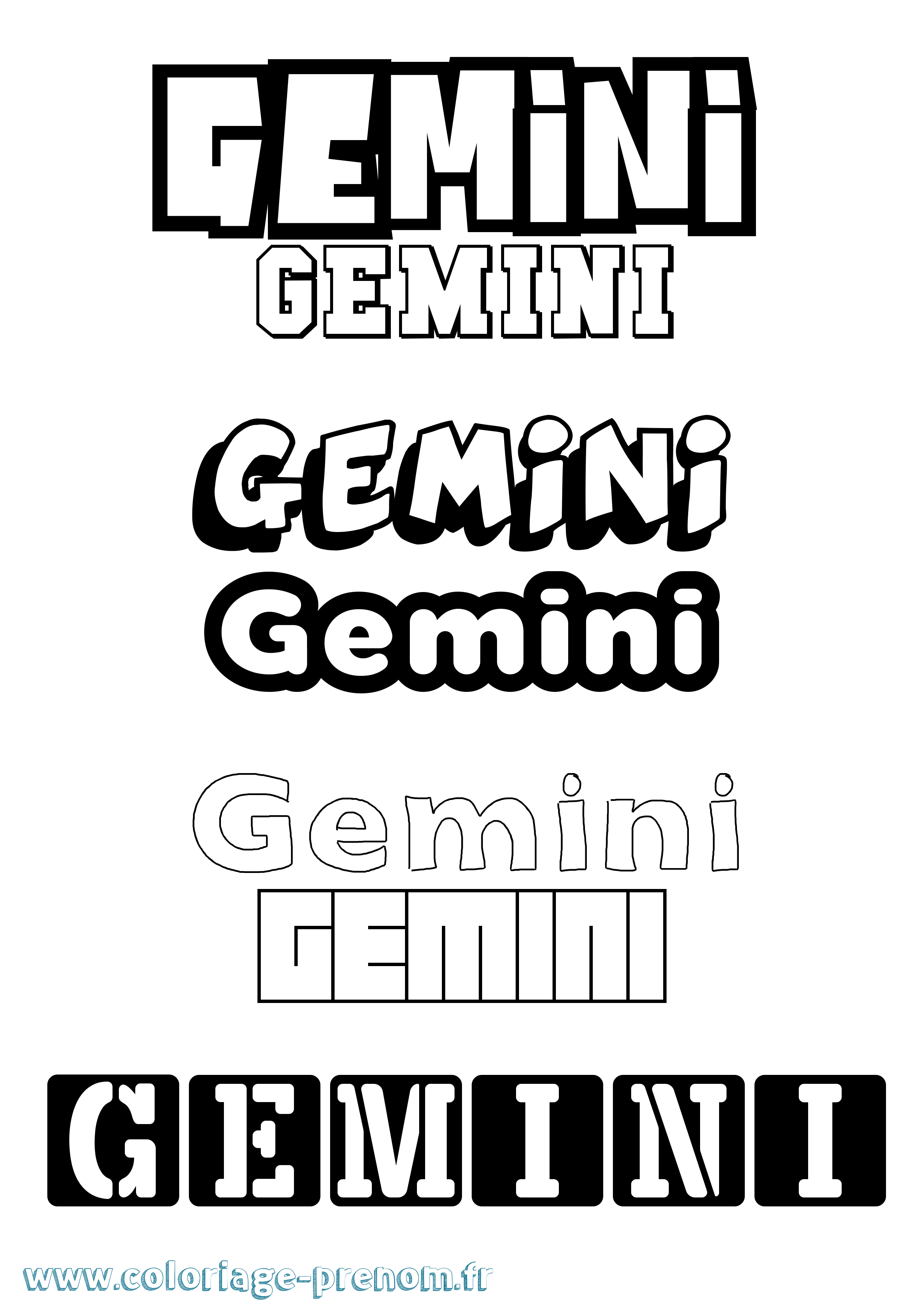 Coloriage prénom Gemini Simple