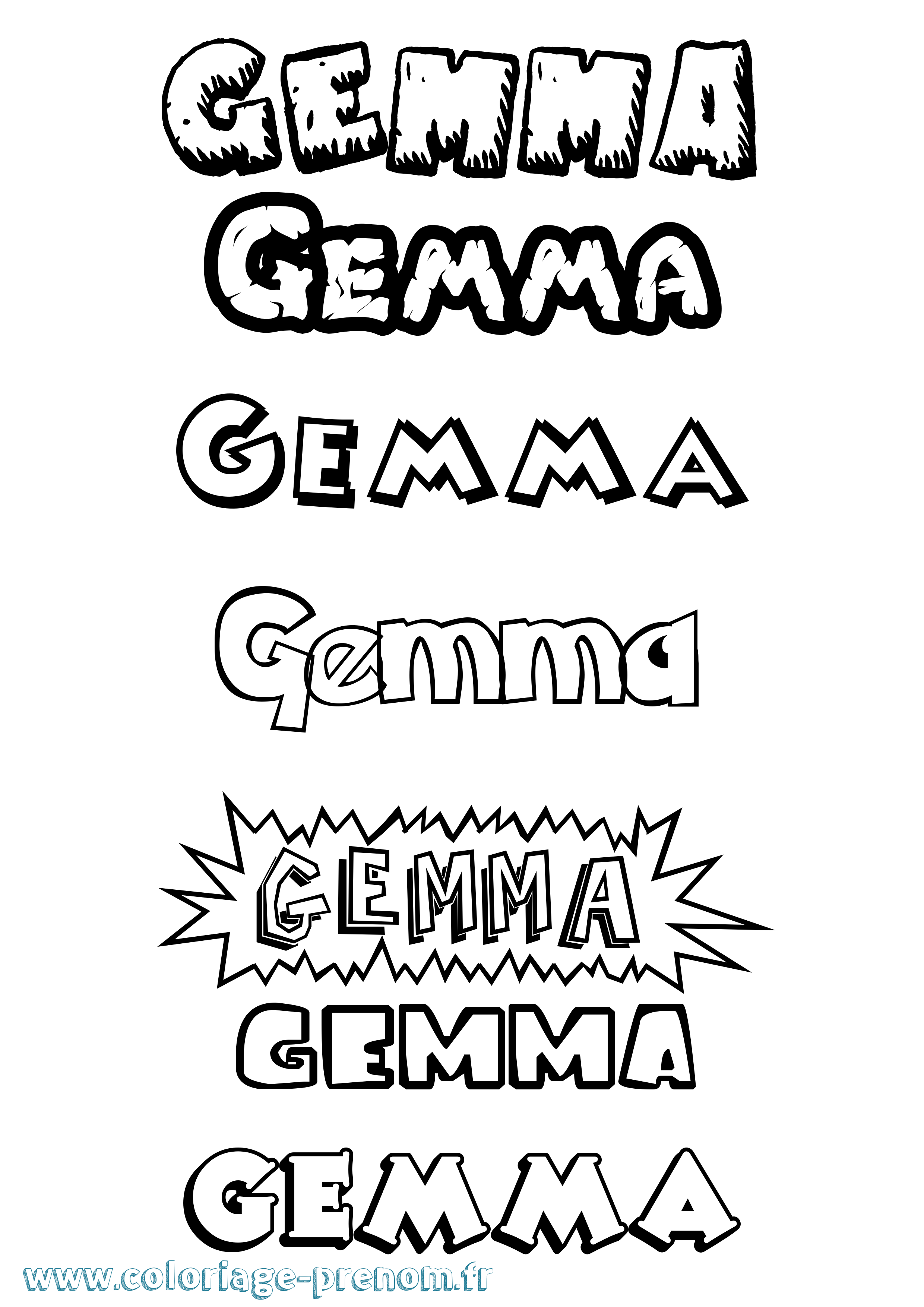Coloriage prénom Gemma Dessin Animé
