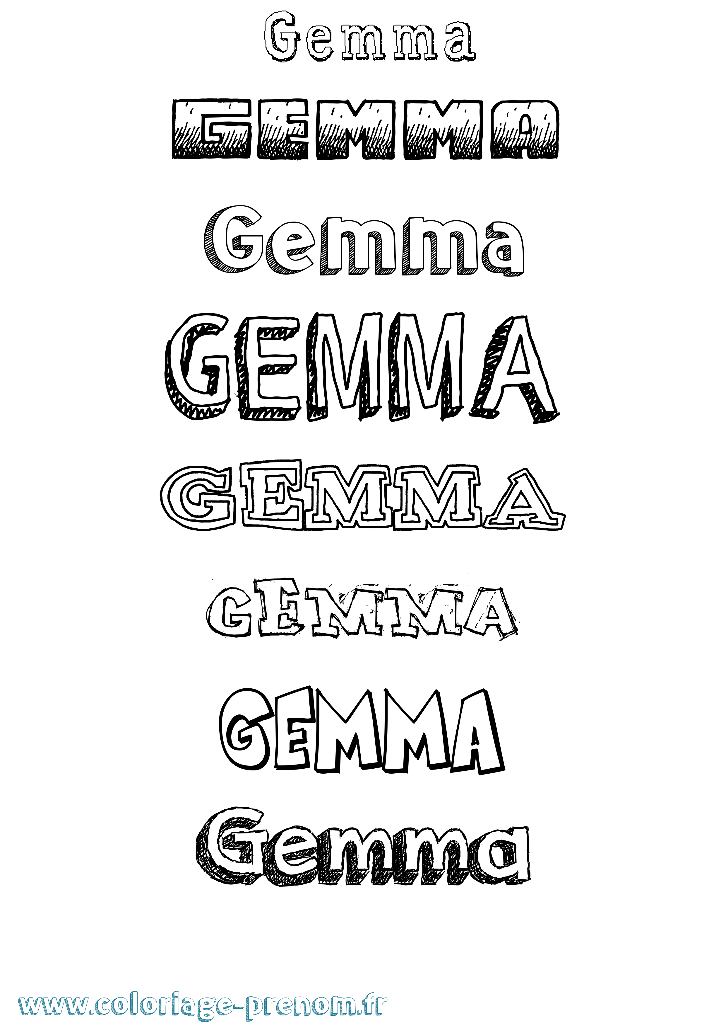 Coloriage Gemma Dessiné Coloriage prénom Gemma Dessiné
