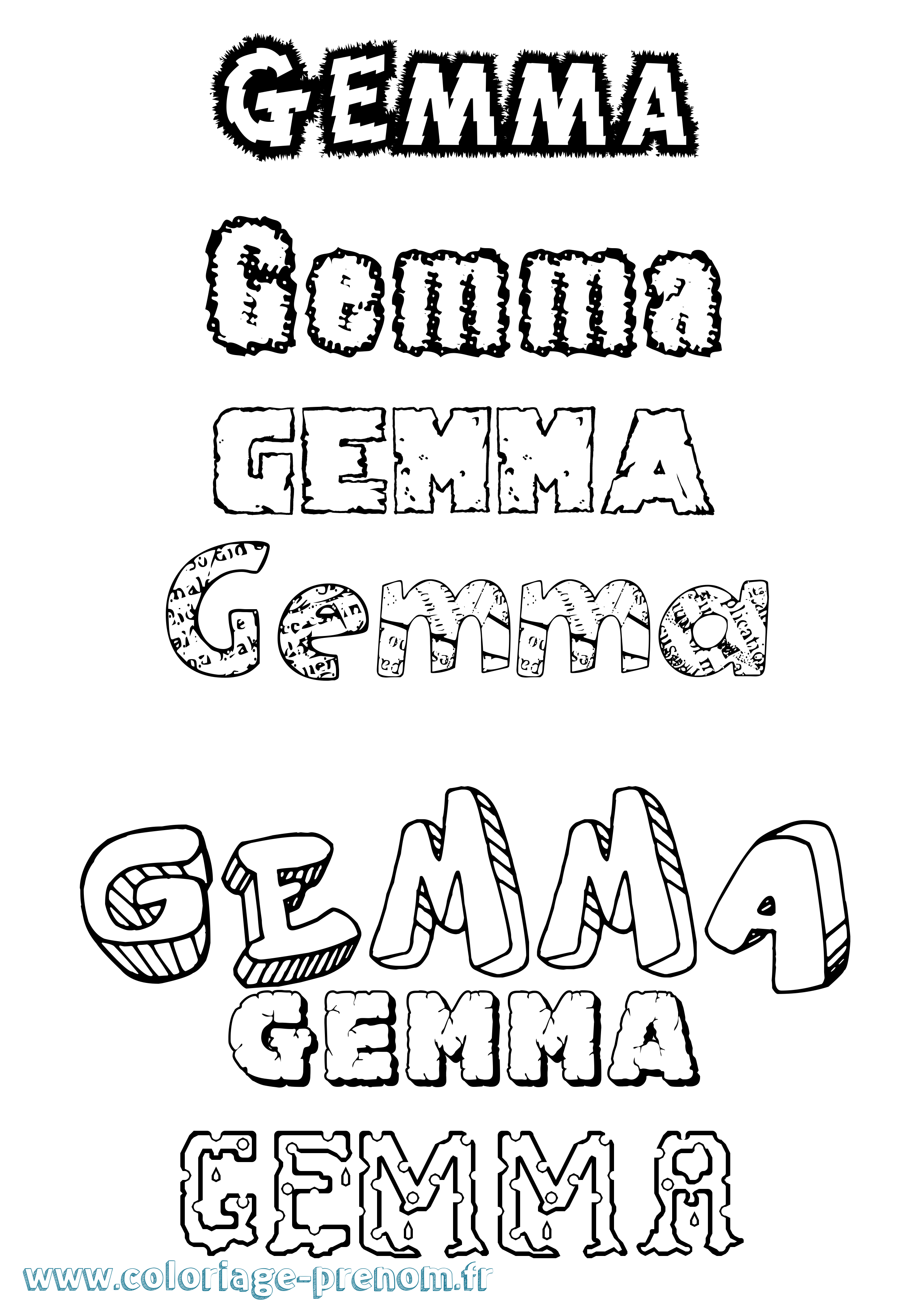 Coloriage prénom Gemma Destructuré