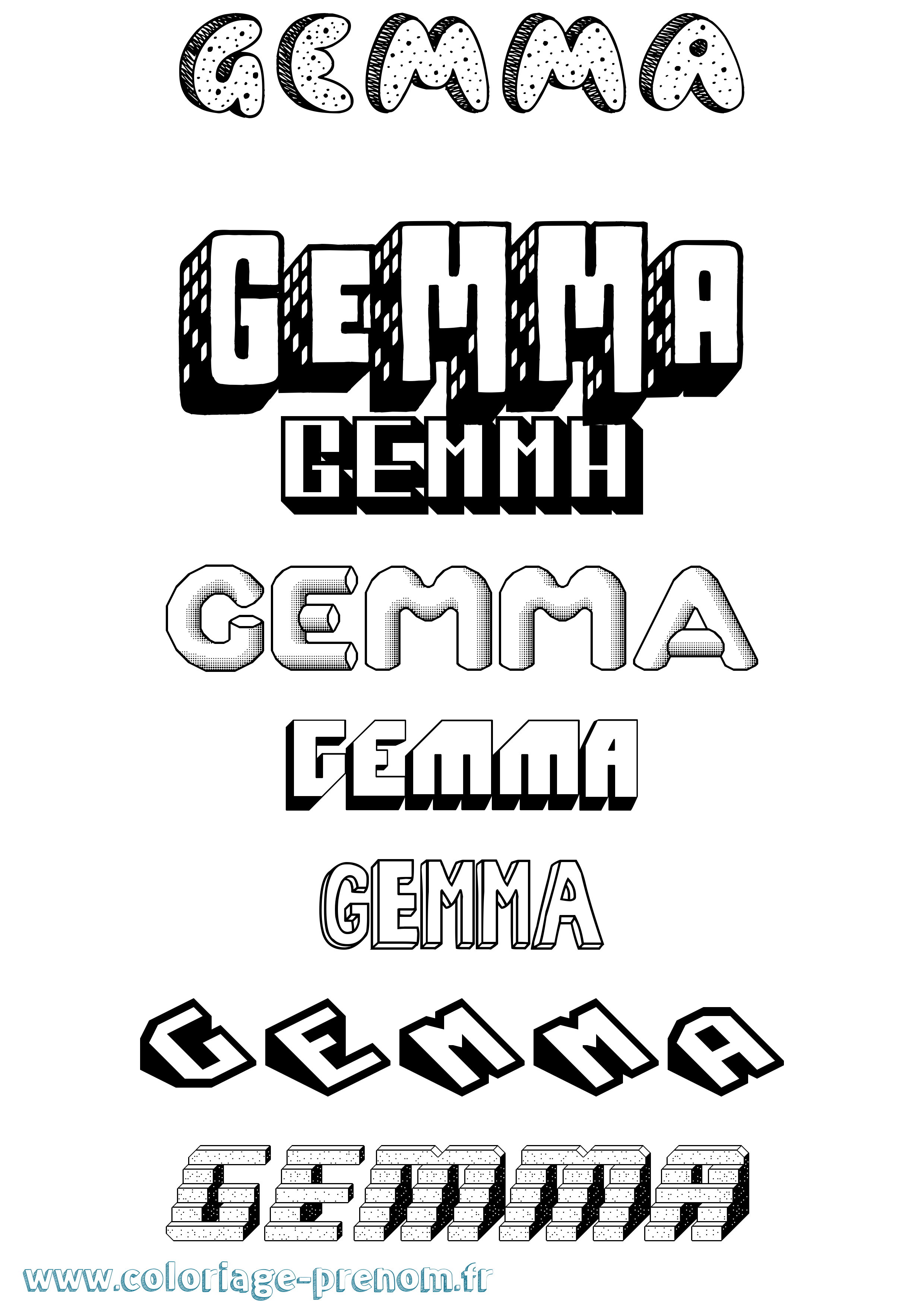Coloriage Gemma Effet 3D Coloriage prénom Gemma Effet 3D