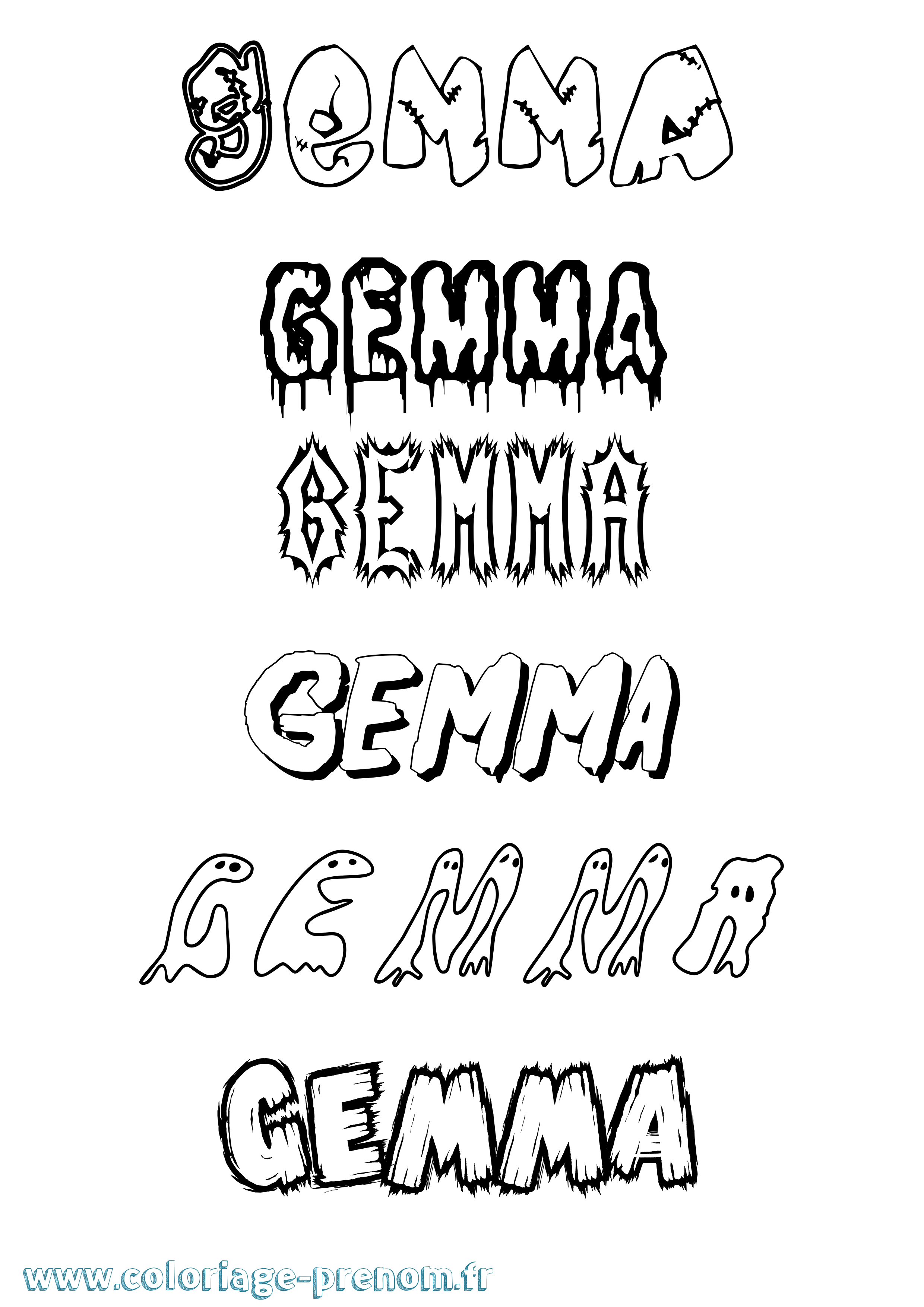 Coloriage Gemma Frisson Coloriage prénom Gemma Frisson