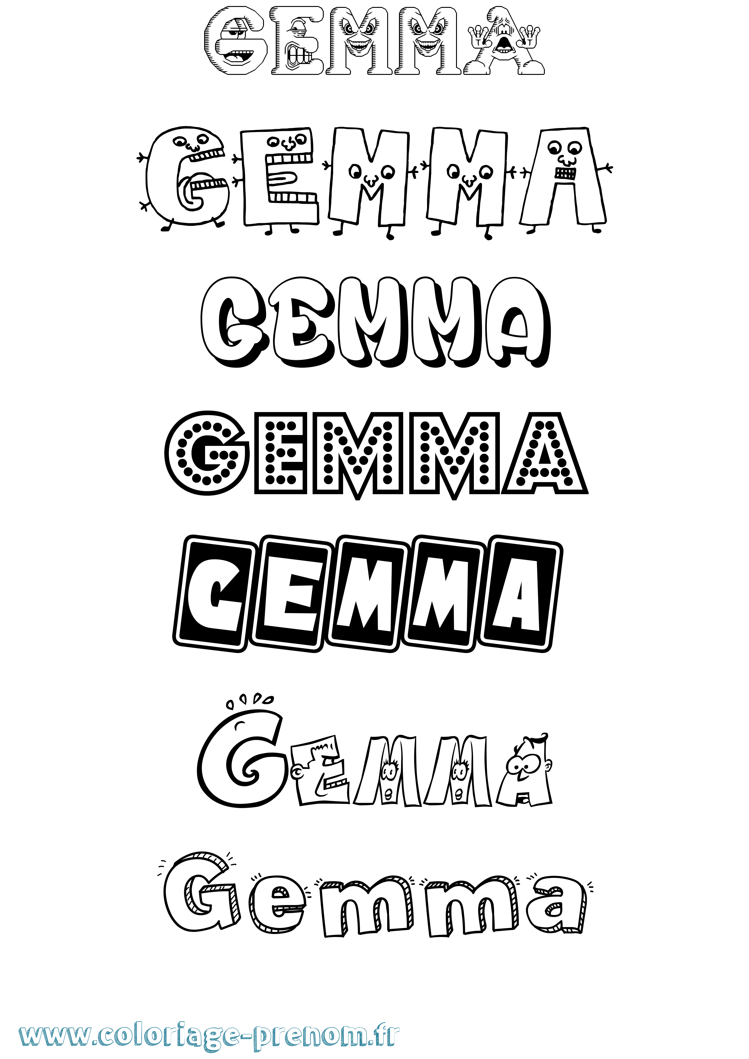 Coloriage Gemma Fun Coloriage prénom Gemma Fun