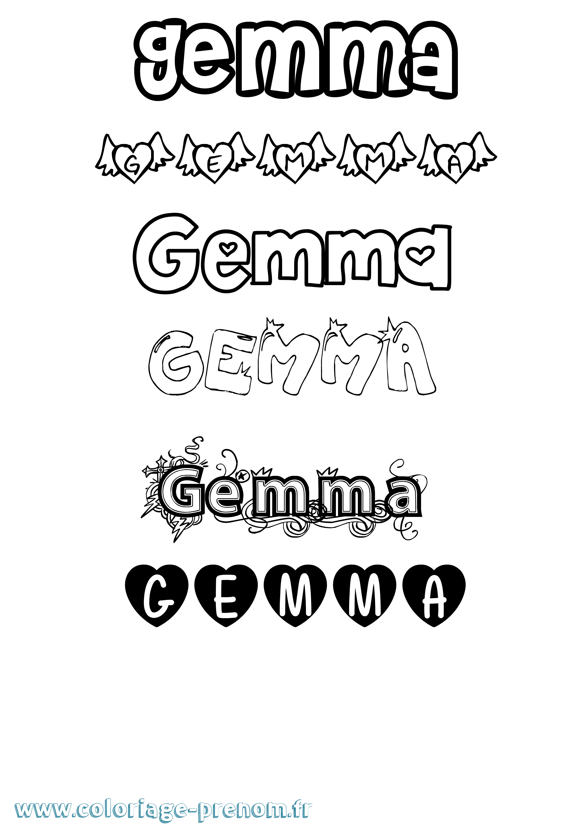 Coloriage Gemma Girly Coloriage prénom Gemma Girly