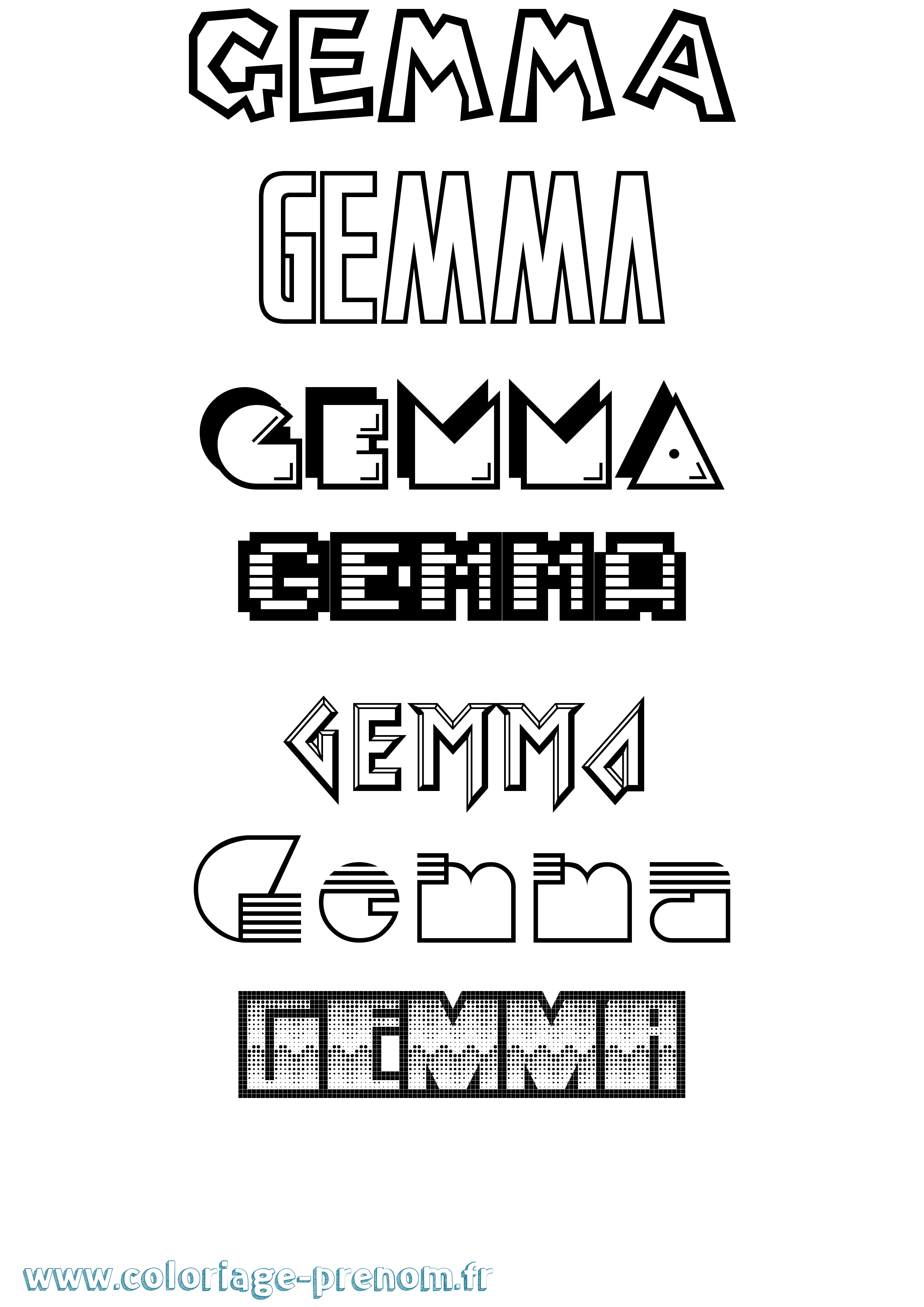 Coloriage Gemma Jeux Vidéos Coloriage prénom Gemma Jeux Vidéos