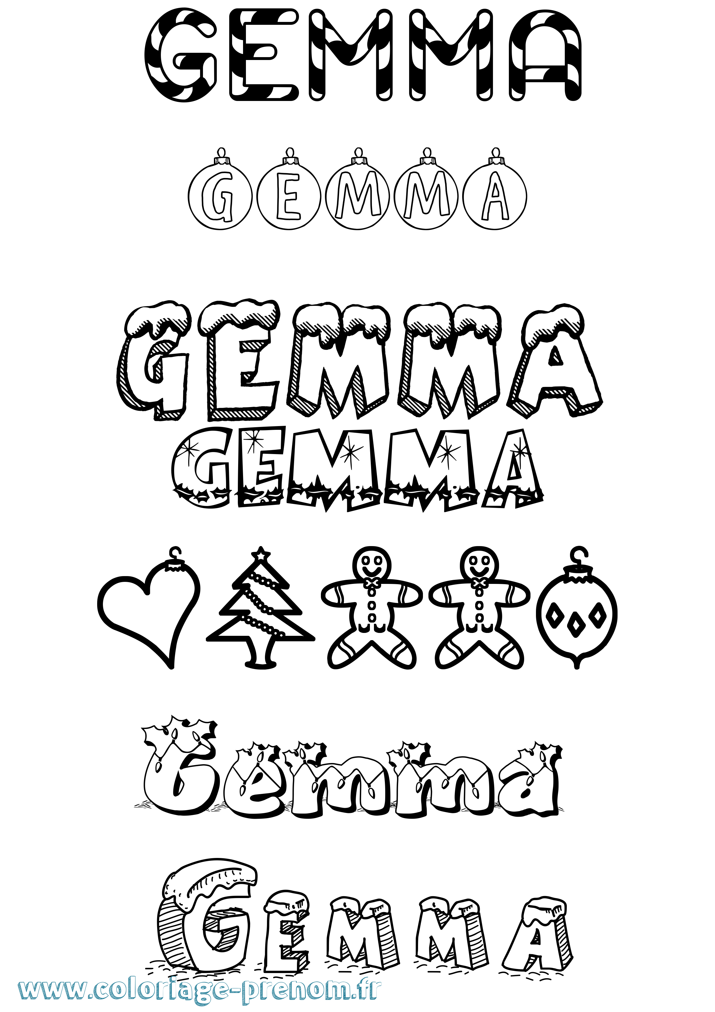 Coloriage Gemma Noël Coloriage prénom Gemma Noël