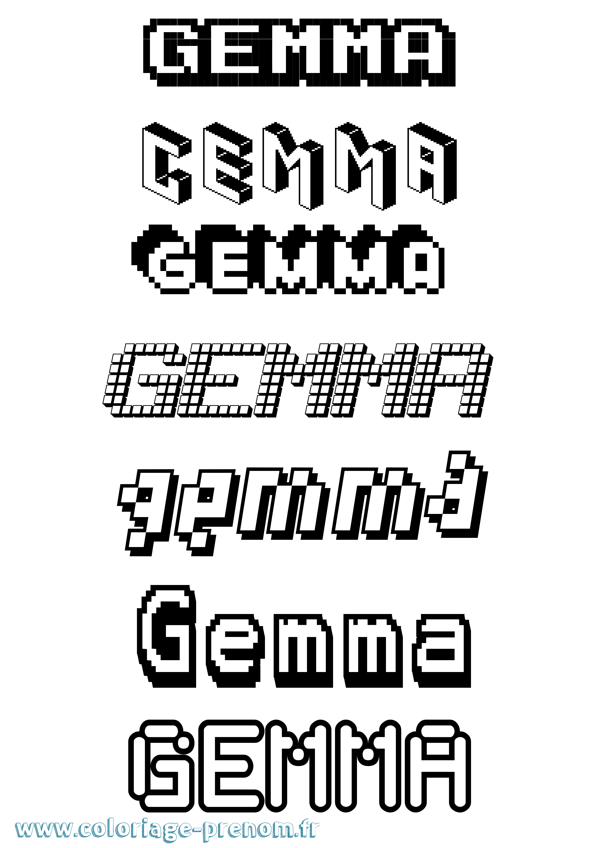 Coloriage prénom Gemma Pixel