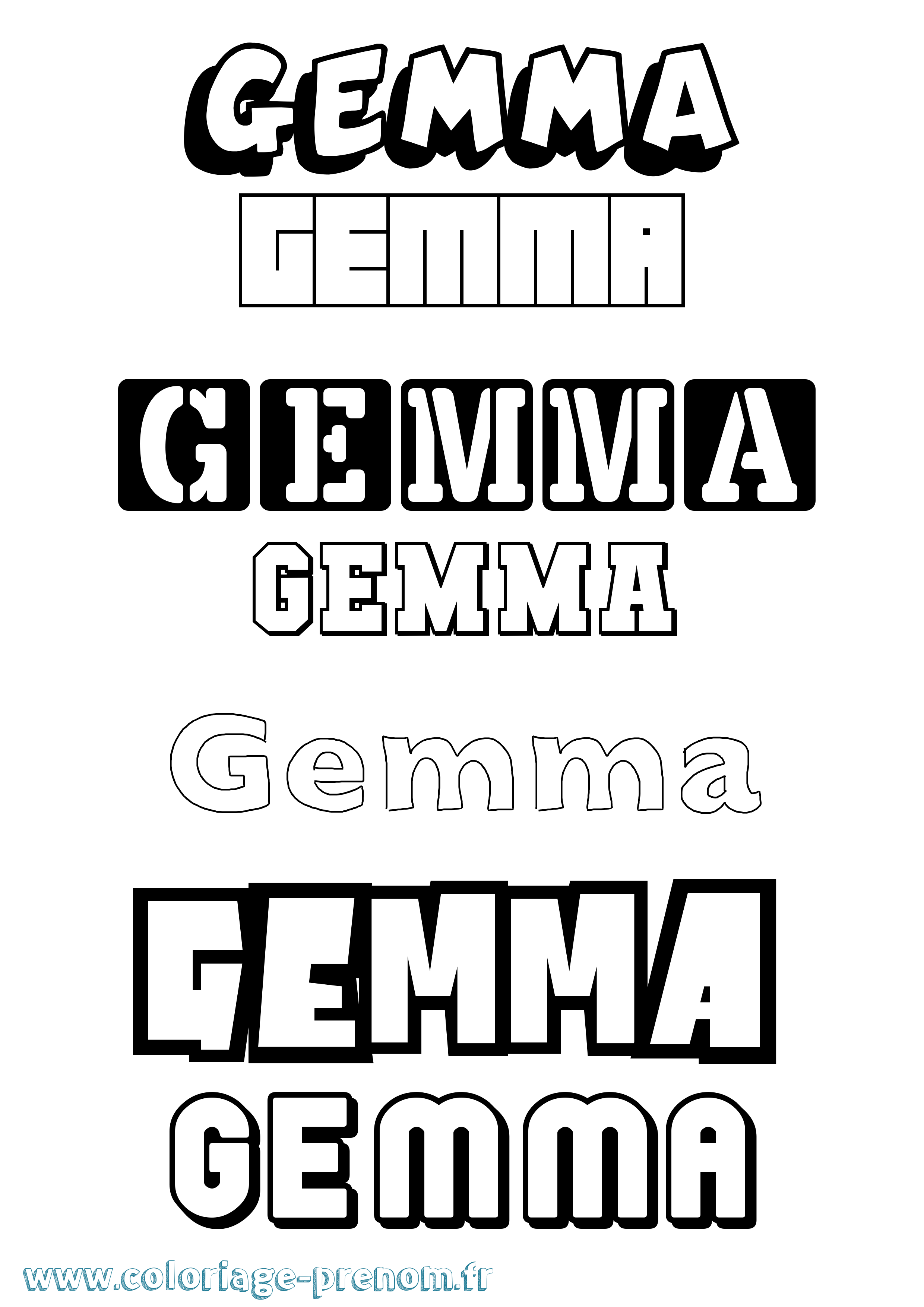 Coloriage Gemma Simple Coloriage prénom Gemma Simple