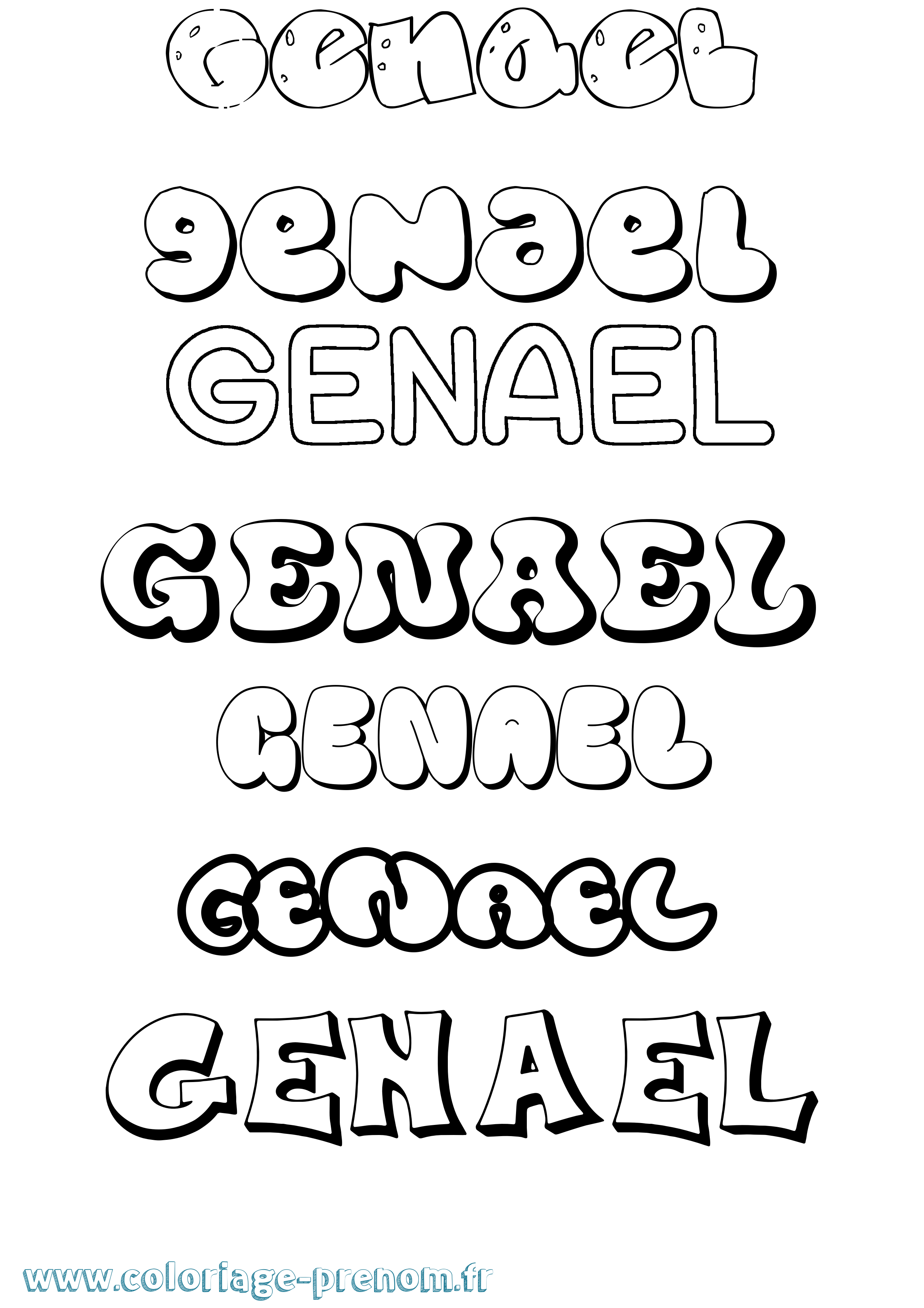 Coloriage prénom Genael Bubble