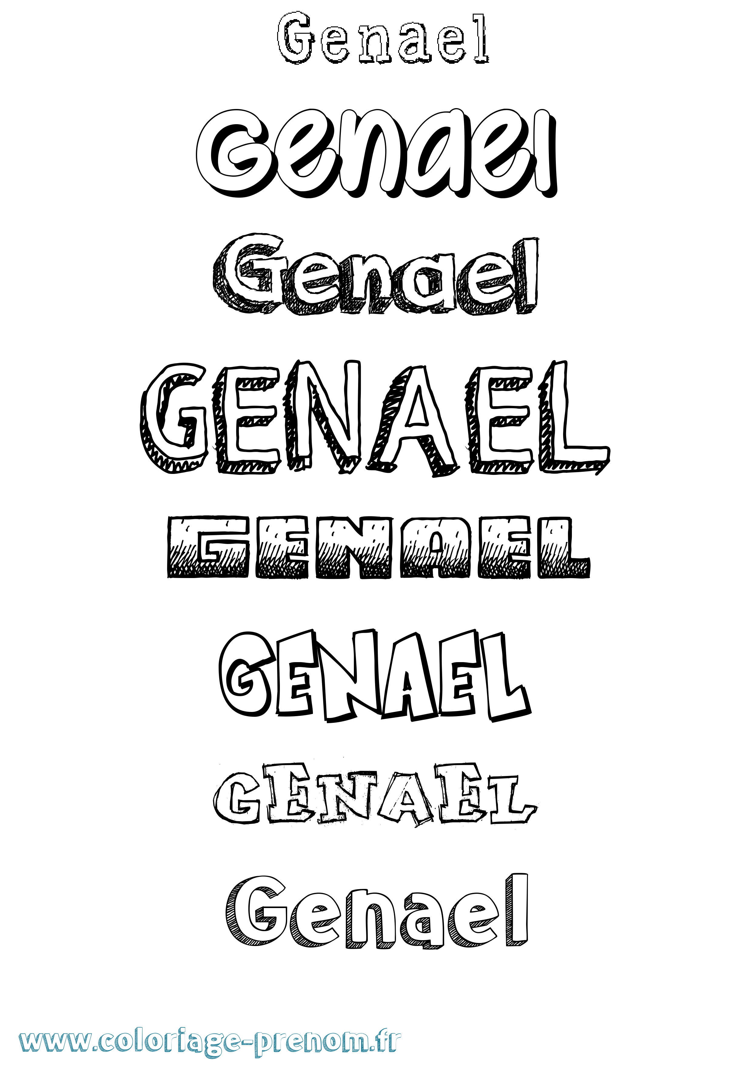 Coloriage prénom Genael Dessiné