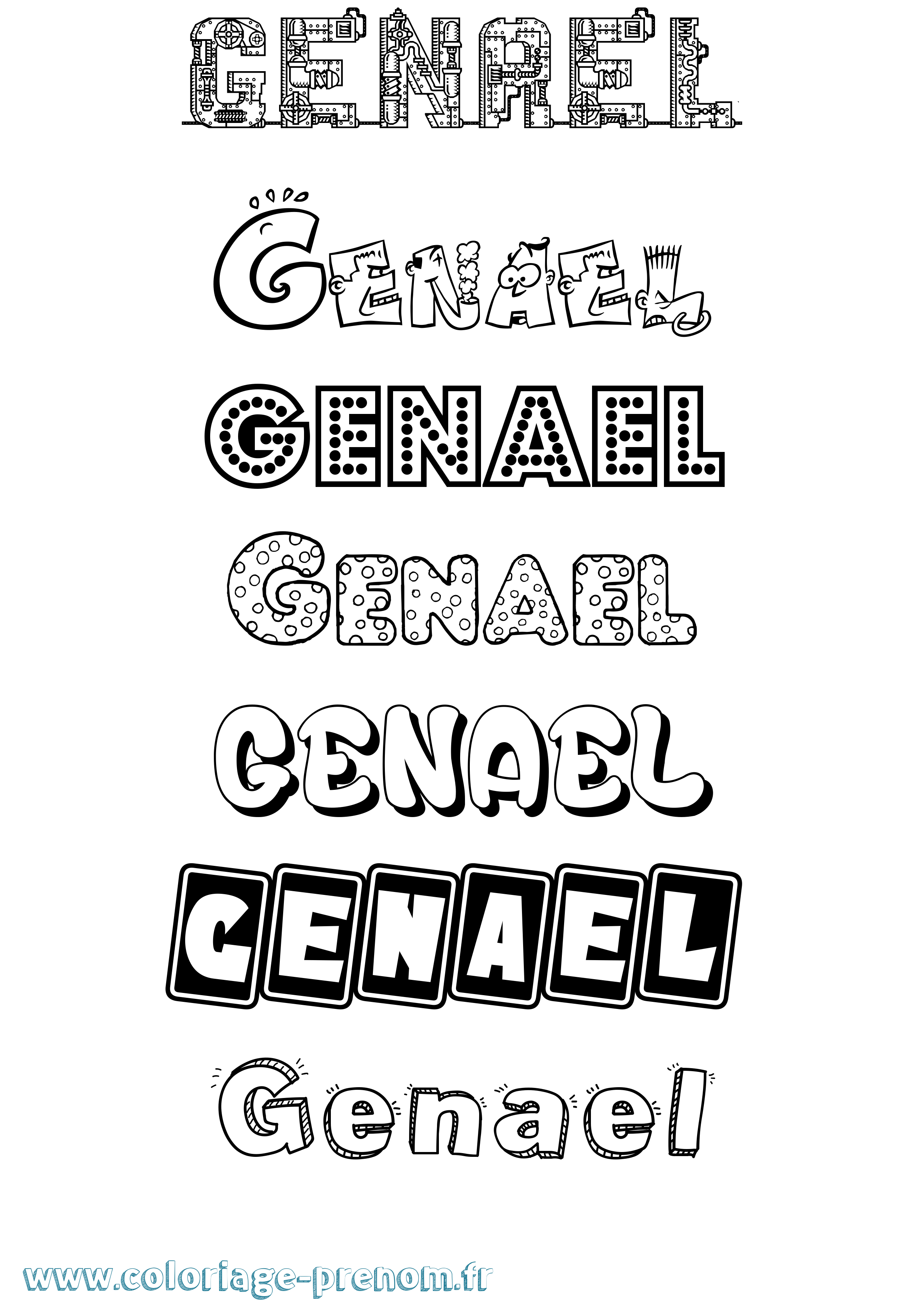 Coloriage prénom Genael Fun