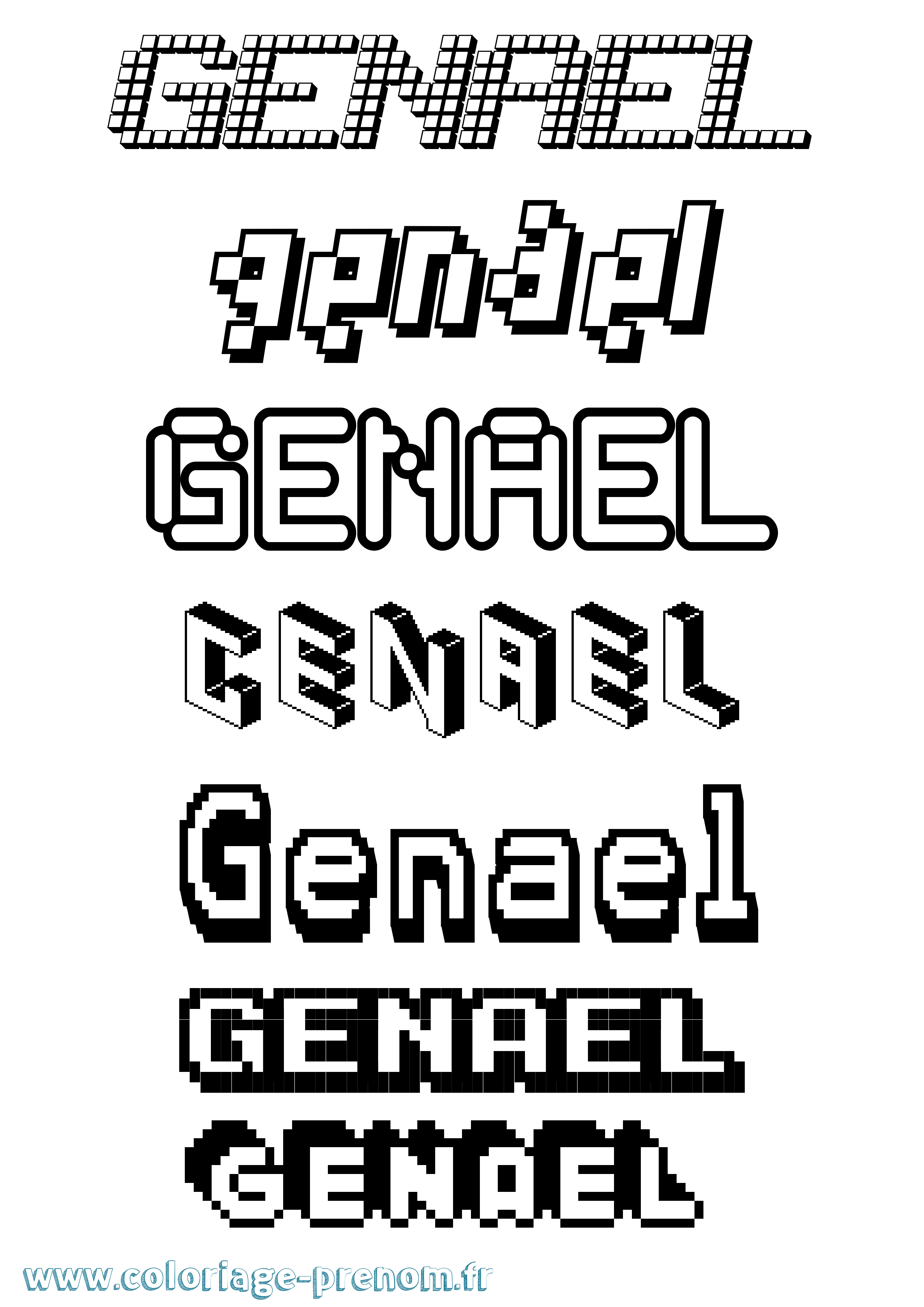 Coloriage prénom Genael Pixel