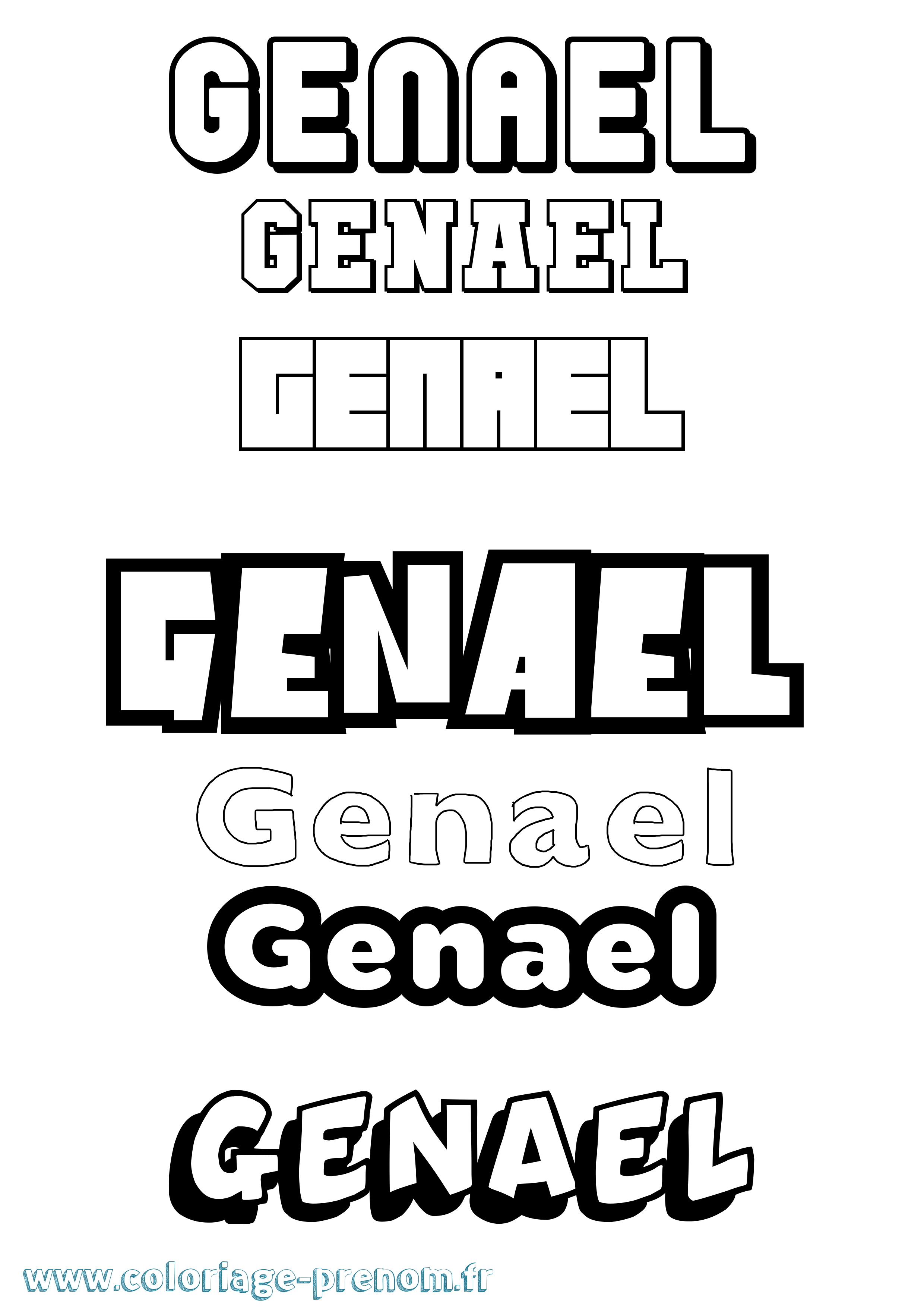 Coloriage prénom Genael Simple