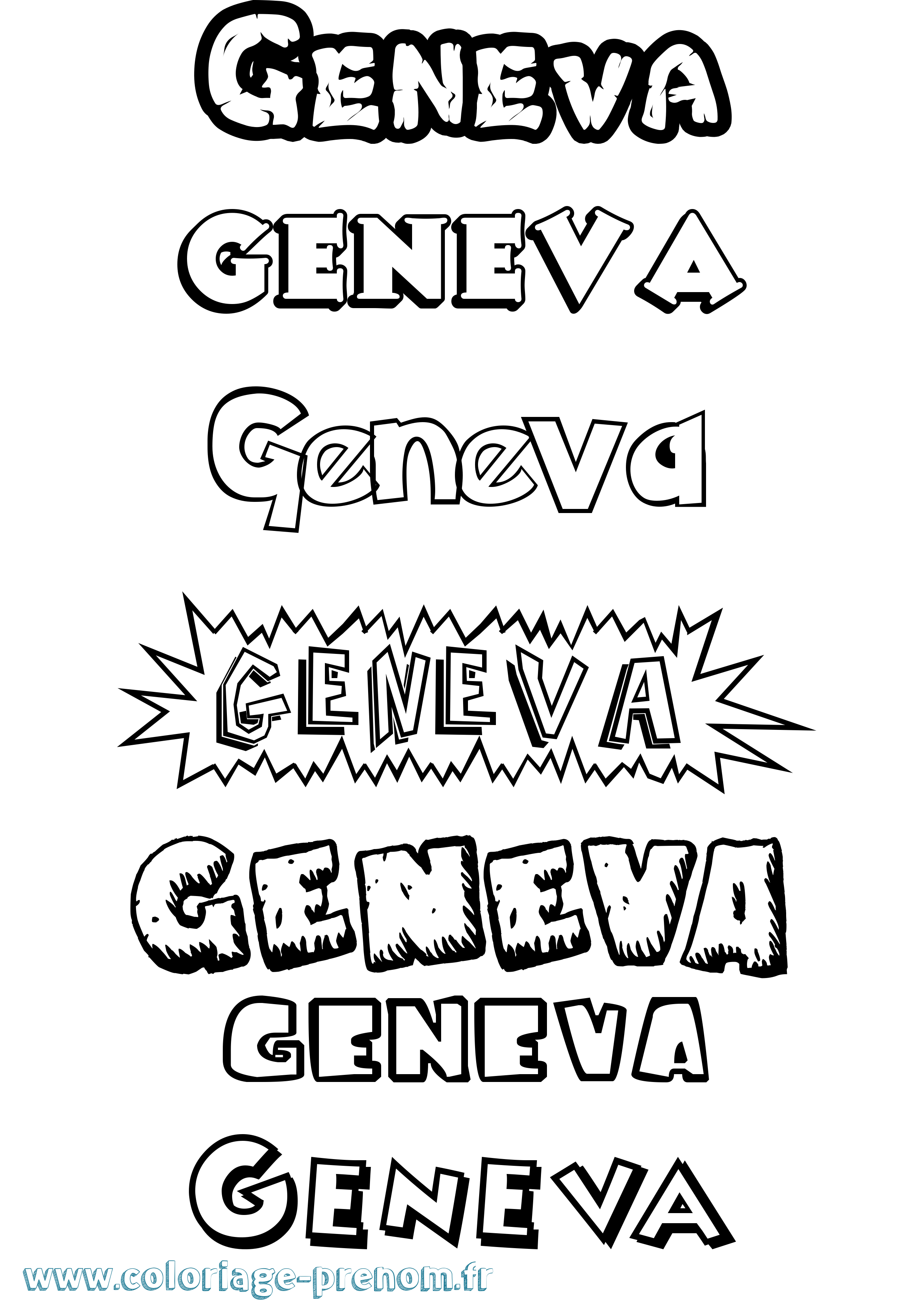 Coloriage Geneva Dessin Animé Coloriage prénom Geneva Dessin Animé