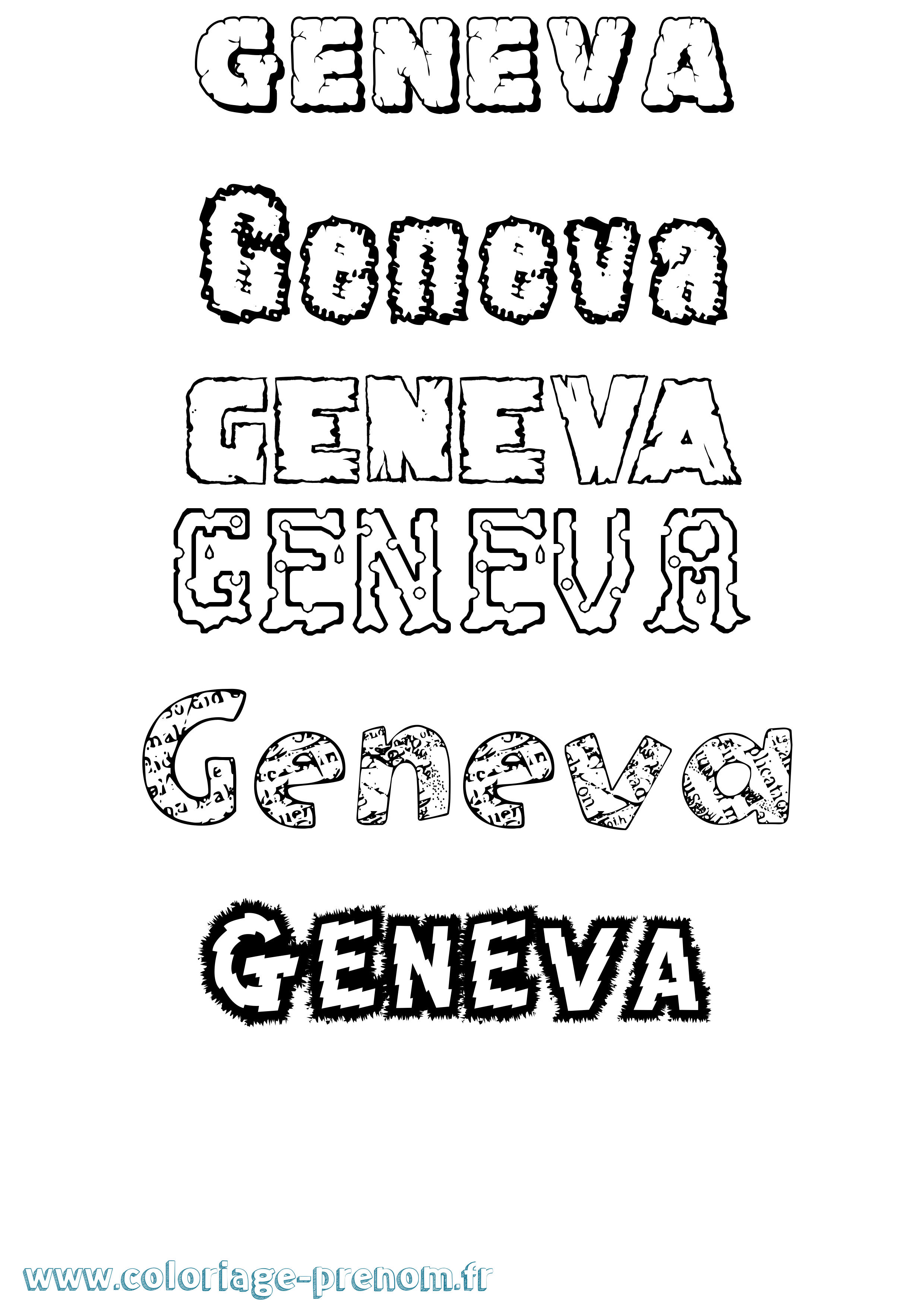 Coloriage prénom Geneva Destructuré
