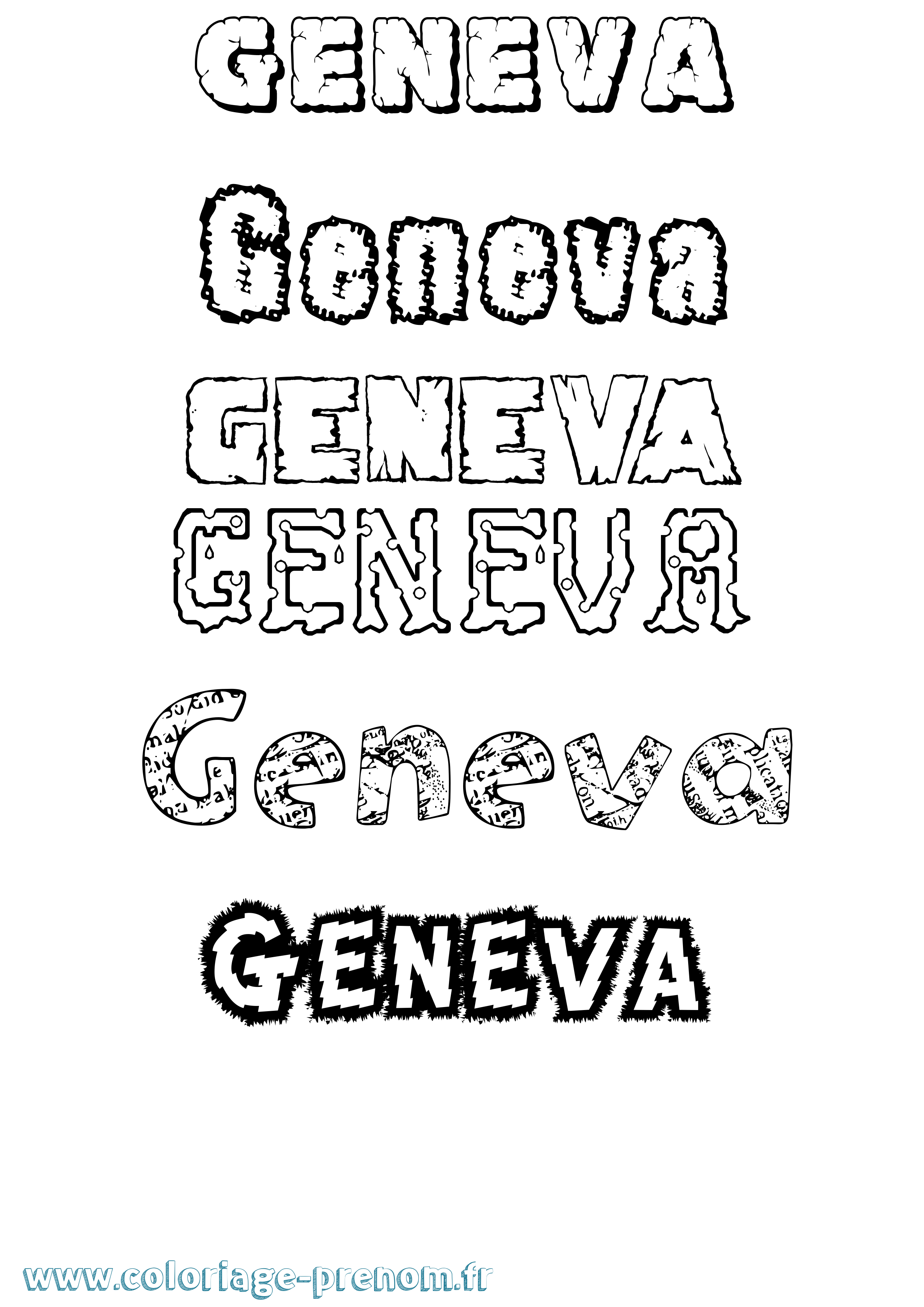 Coloriage Geneva Destructuré Coloriage prénom Geneva Destructuré