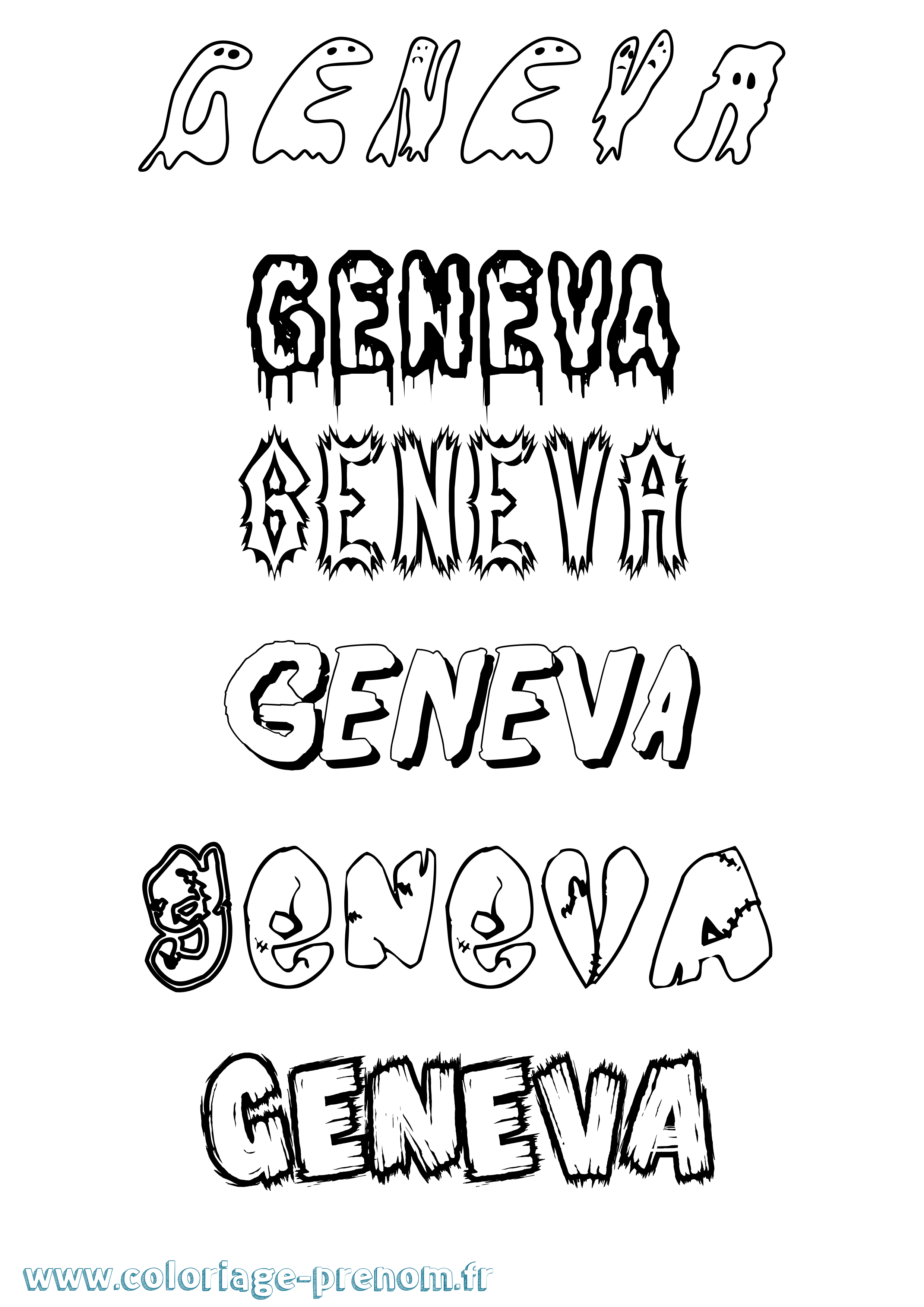 Coloriage Geneva Frisson Coloriage prénom Geneva Frisson