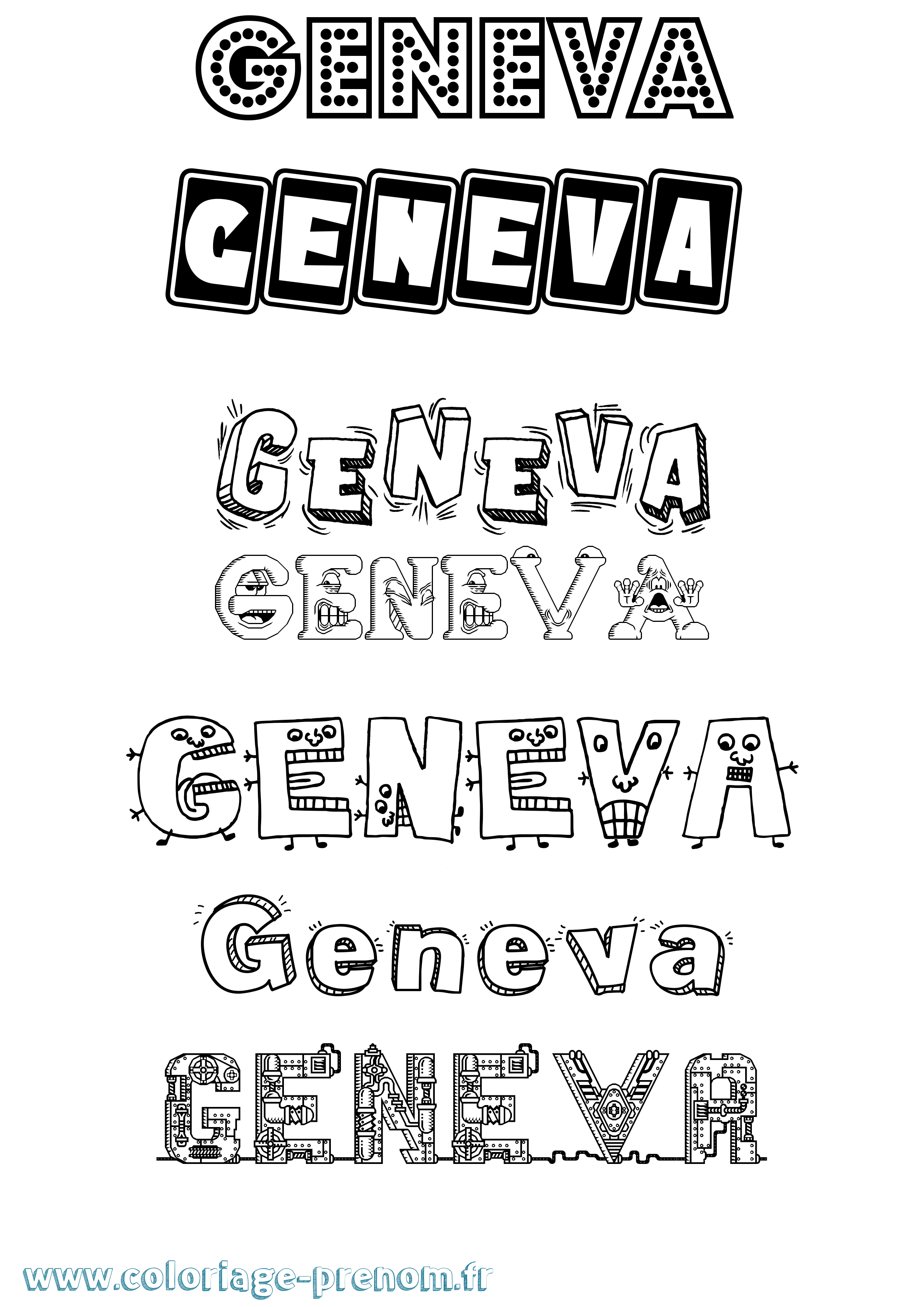 Coloriage Geneva Fun Coloriage prénom Geneva Fun