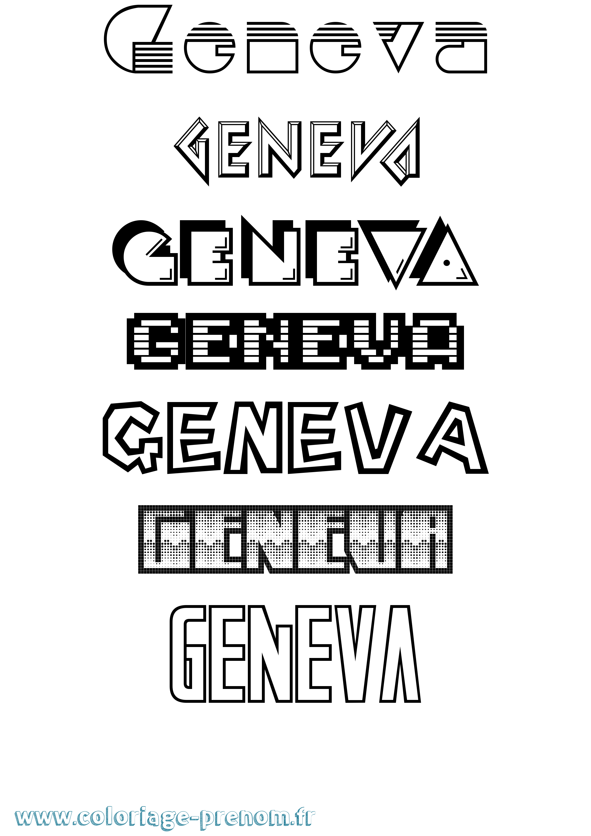 Coloriage Geneva Jeux Vidéos Coloriage prénom Geneva Jeux Vidéos