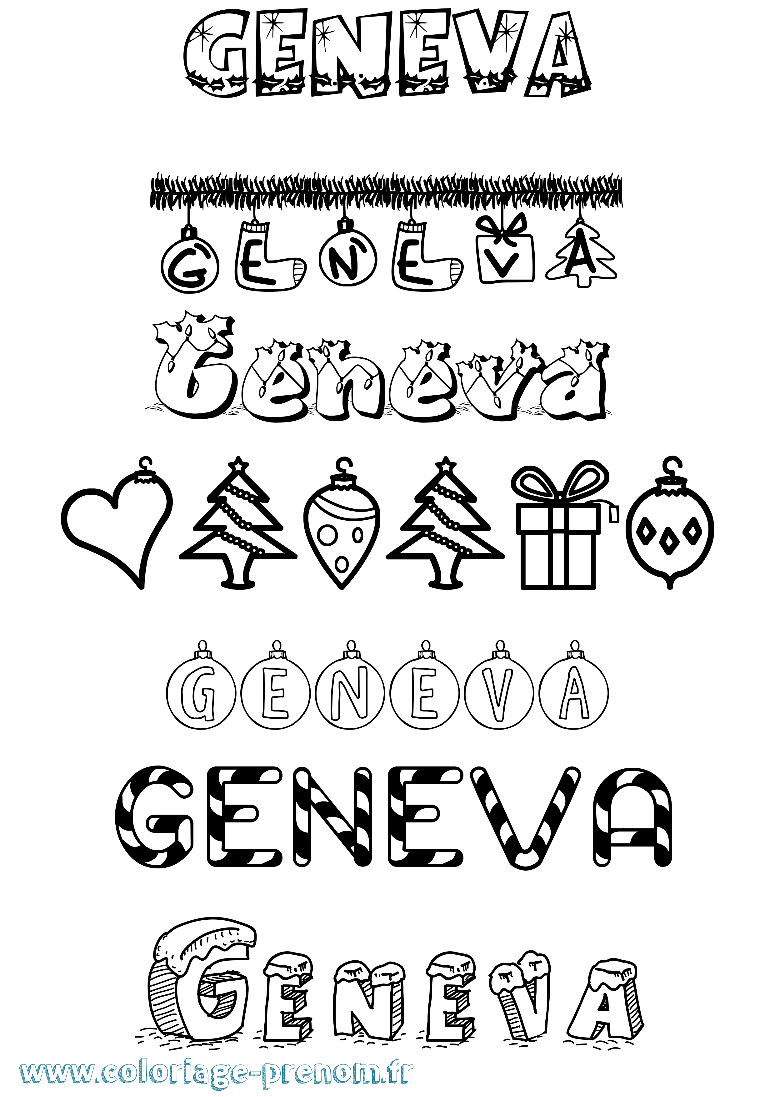 Coloriage Geneva Noël Coloriage prénom Geneva Noël